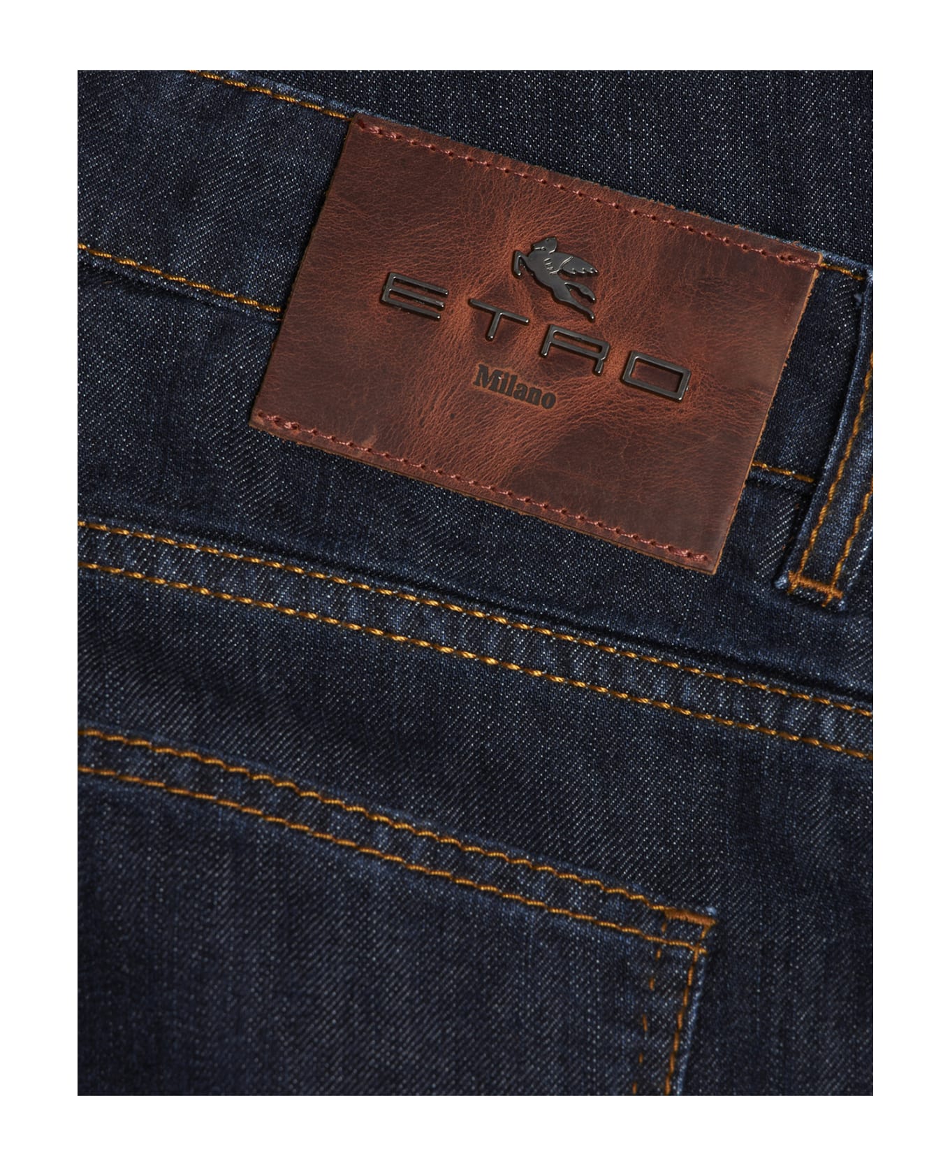 Etro Regular Fit Jeans In Dark Blue Denim - Blu