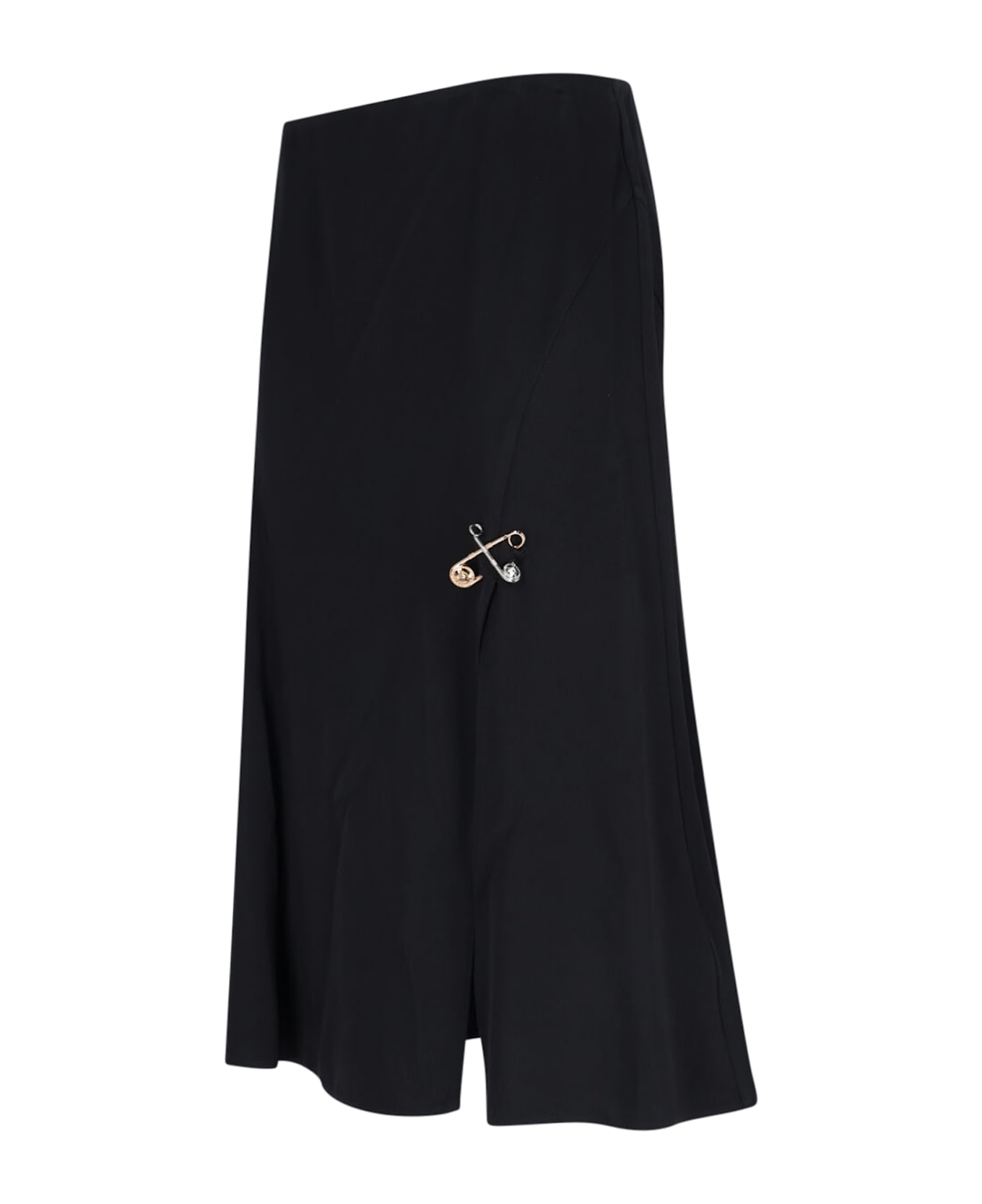 Versace 
safety Pin
 Flared Midi Skirt - Black