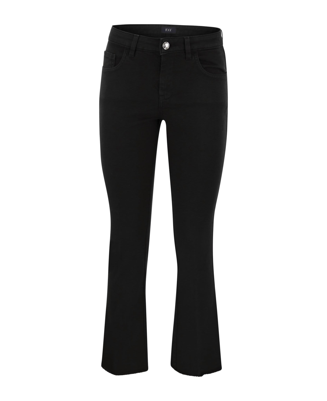 Fay 5-pocket Trousers In Stretch Cotton. - Black
