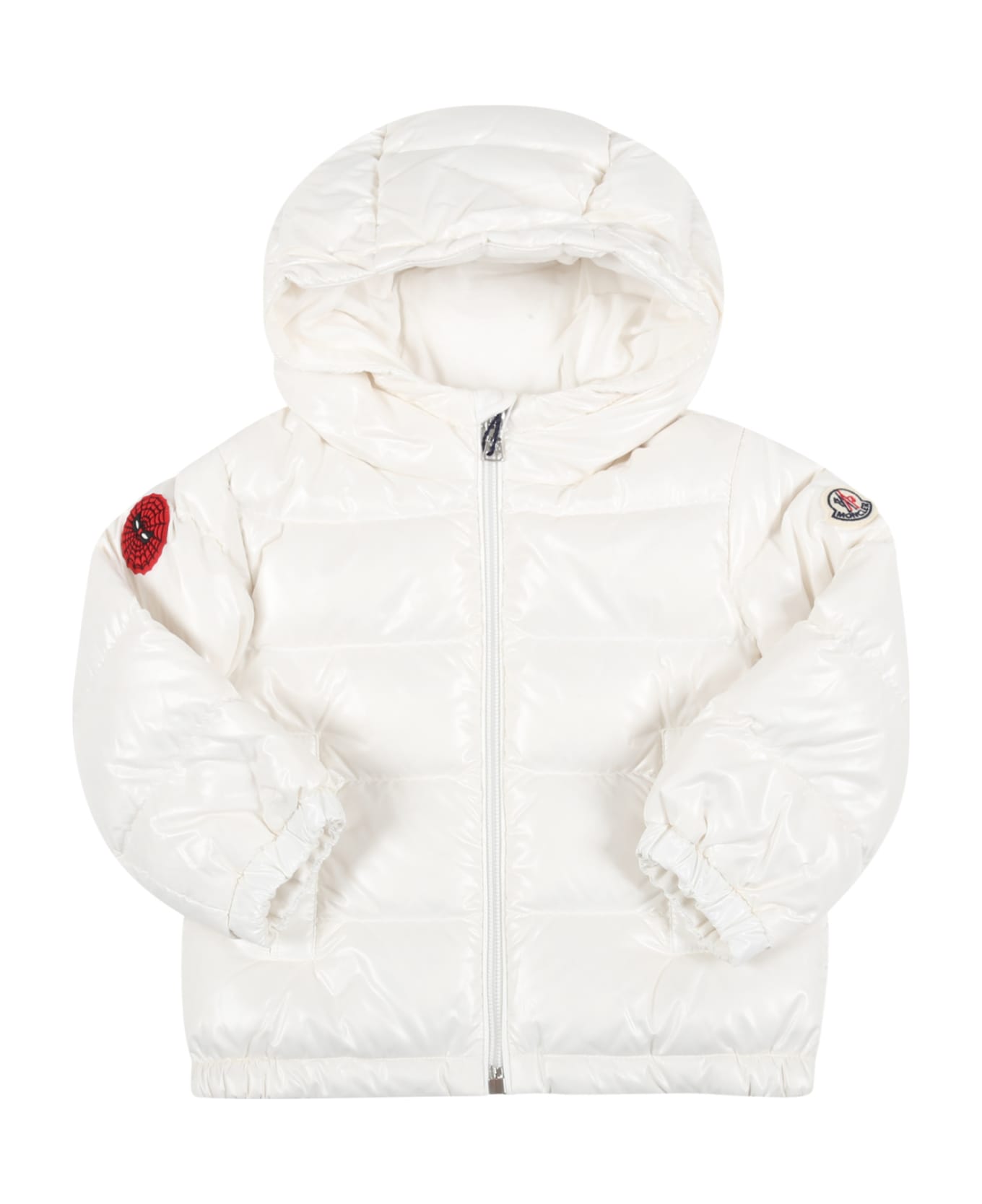 Moncler White ''narzin'' Jacket For Baby Boy With Spiderman - White