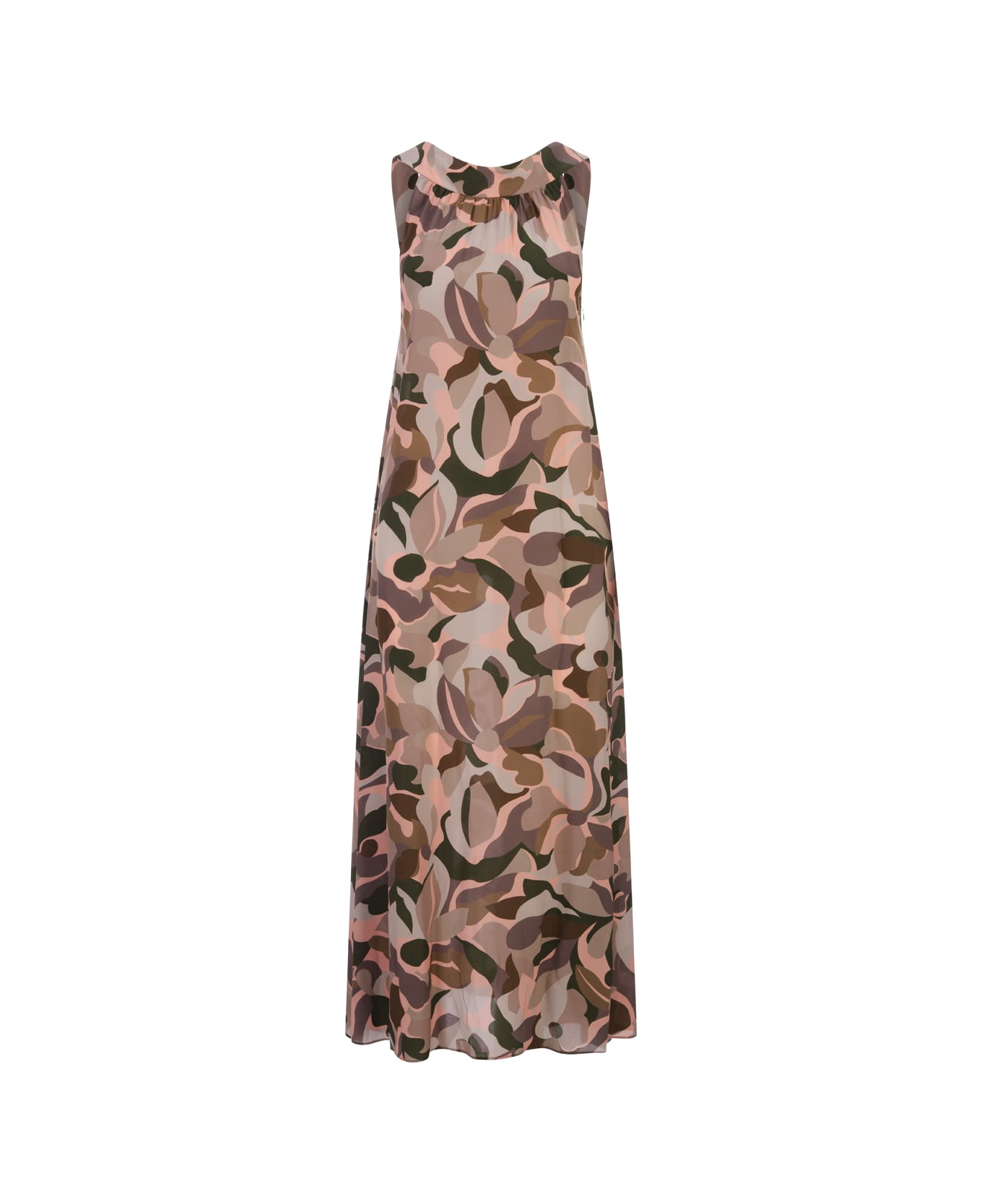 Aspesi Multicoloured Crepe De Chine Long Dress - Multicolour ワンピース＆ドレス