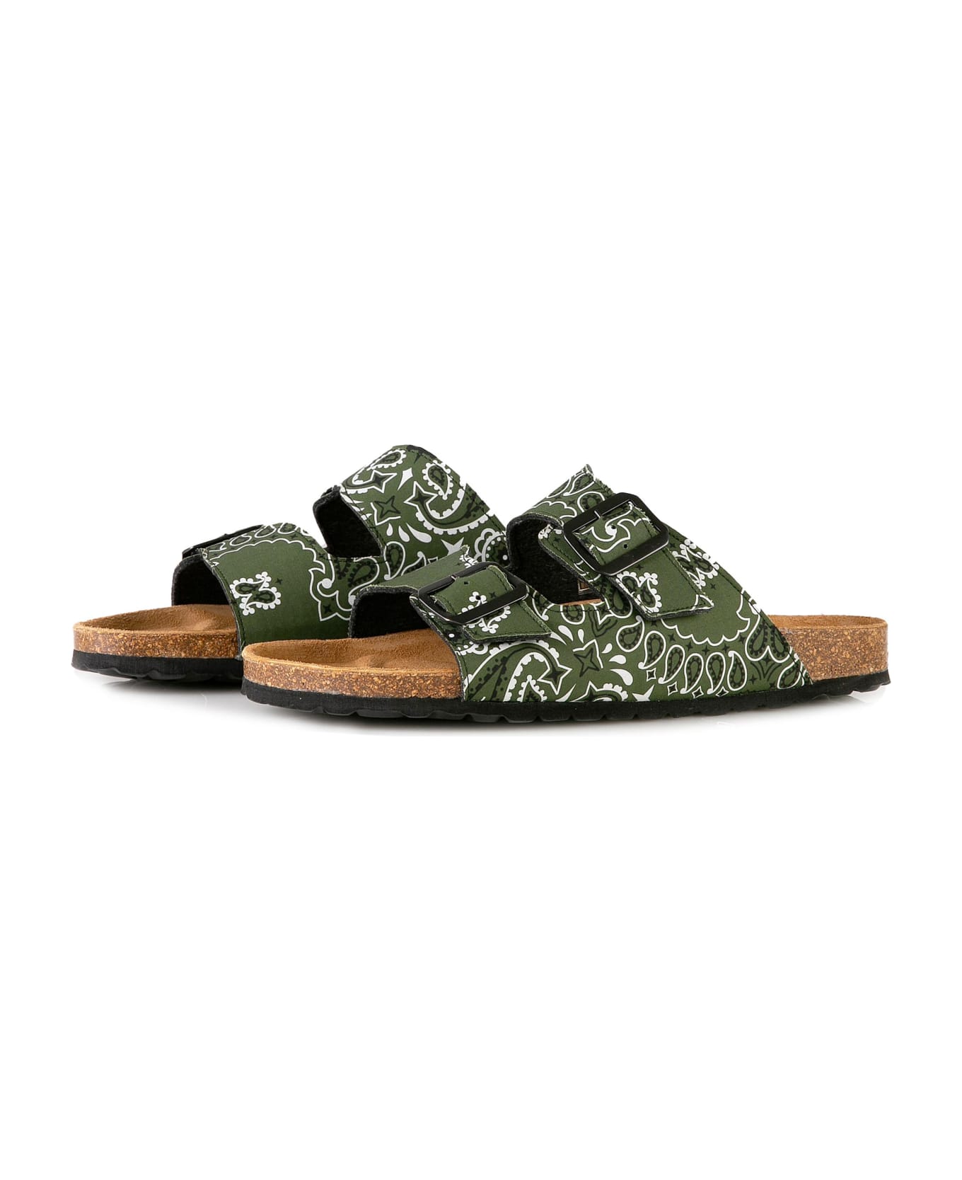 MC2 Saint Barth Man Sandals With Bandanna Print - GREEN