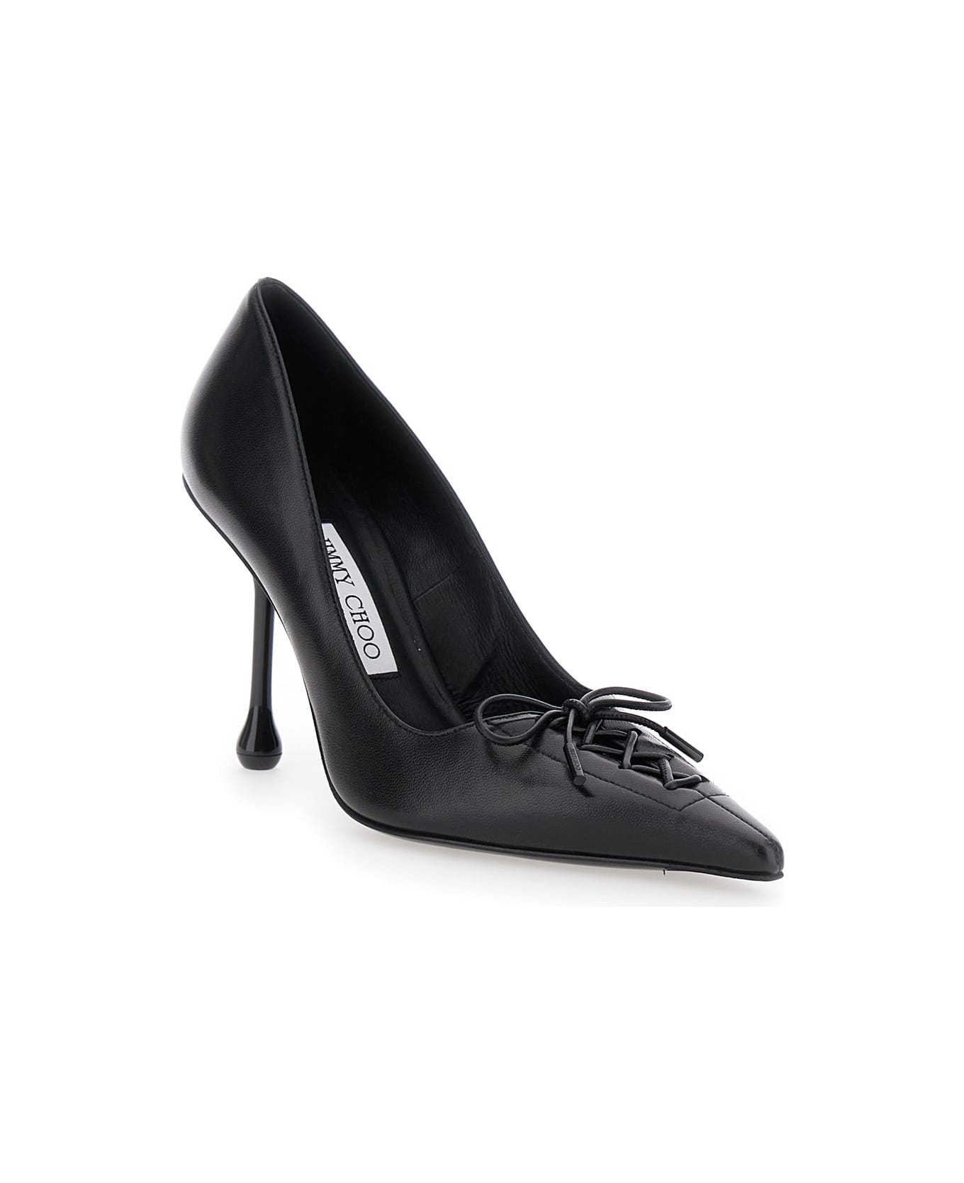 Jimmy Choo 'scarlett' Black Pumps With High Stiletto Heel And Front Laces In Leather Woman - BLACK