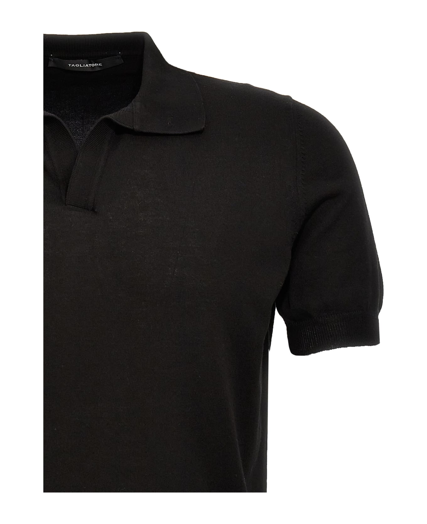 Tagliatore Knitted Polo Shirt - Black  