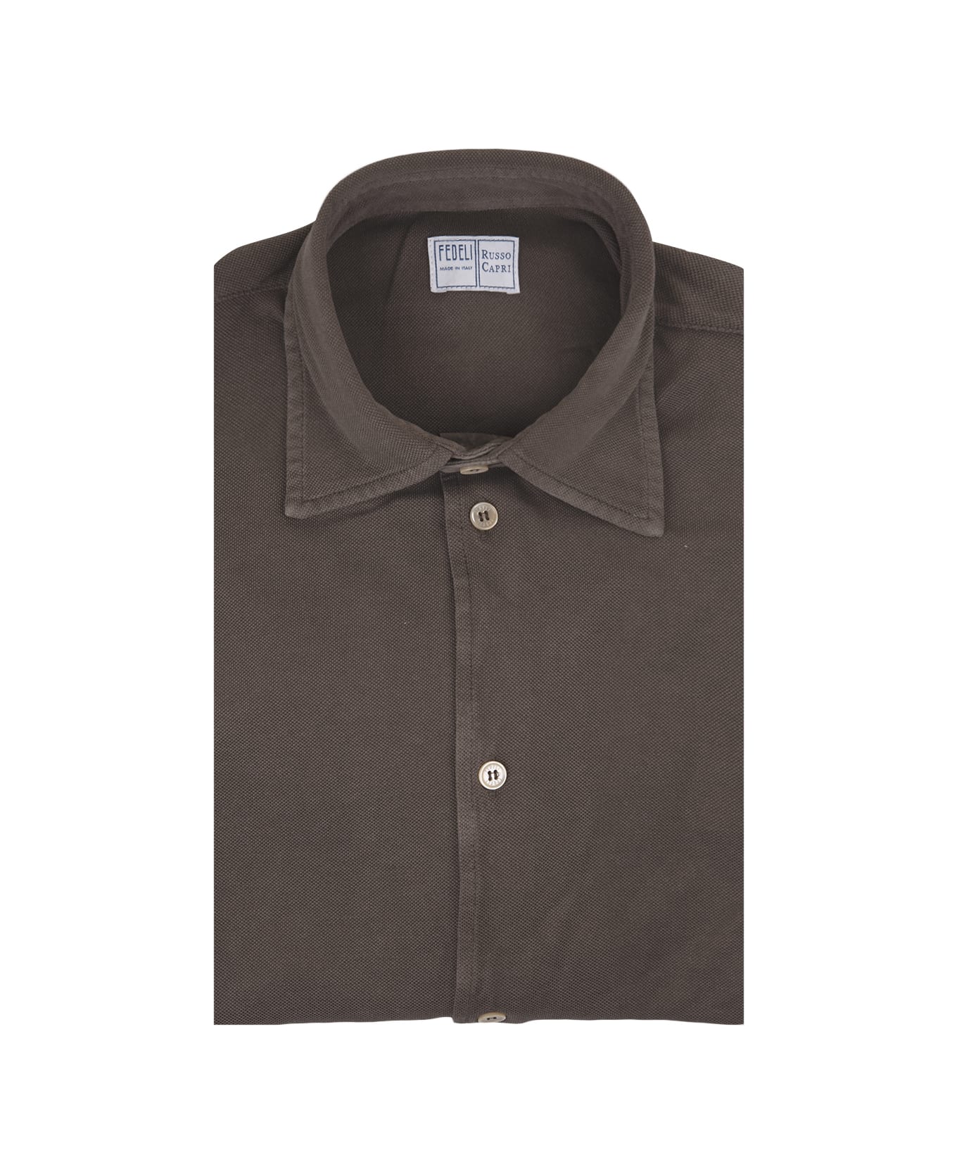 Fedeli Shirt In Brown Cotton Piqué - Brown