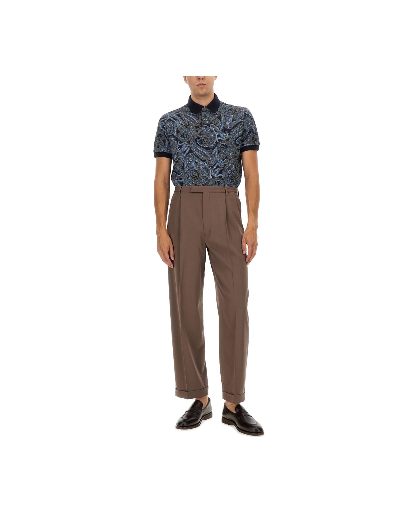 Etro Polo Shirt With Print - BLUE