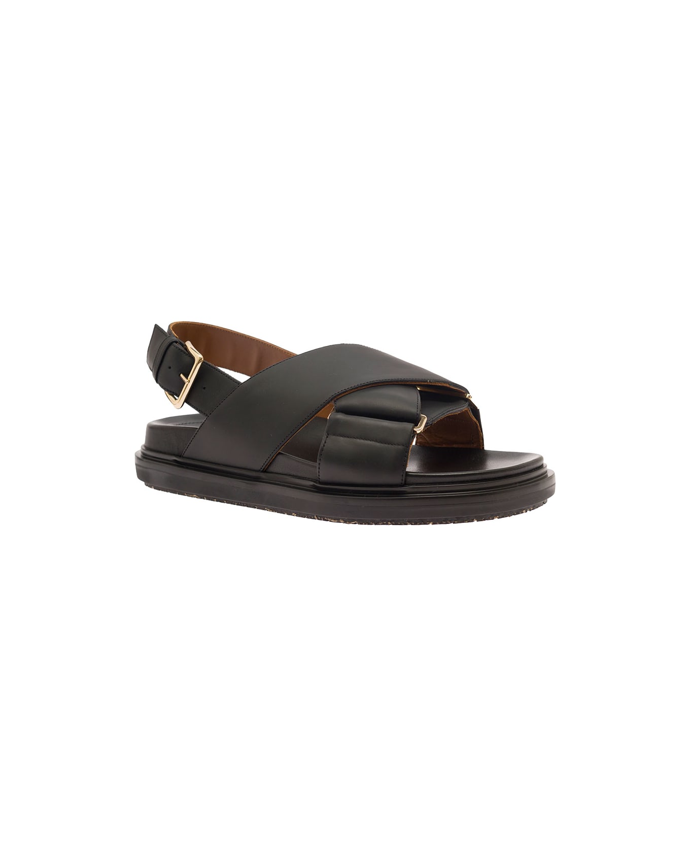 Marni Black Criss-cross Sandals In Smooth Leather Woman - Black