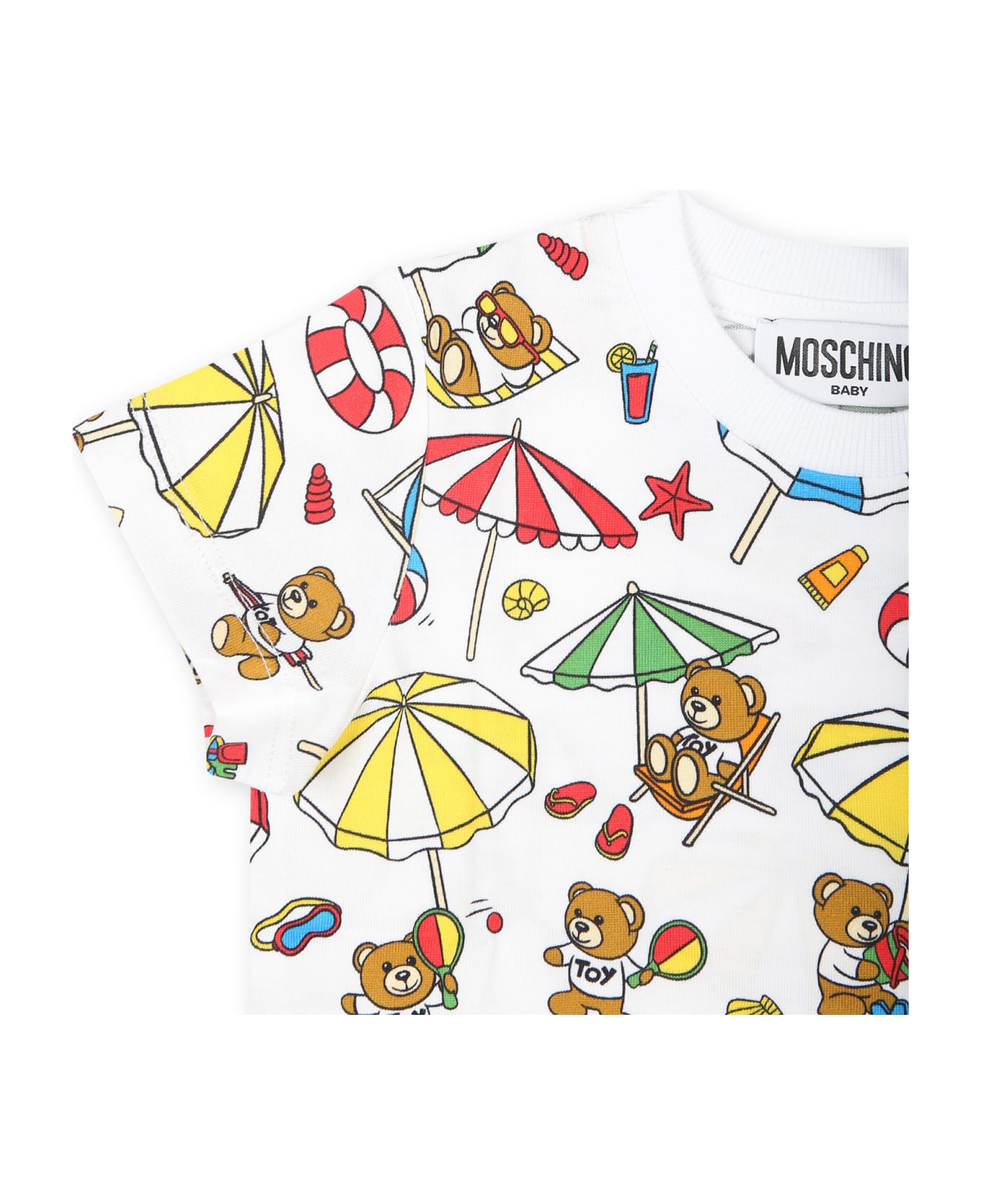 Moschino White T-shirt For Baby Boy With Teddy Bear - White