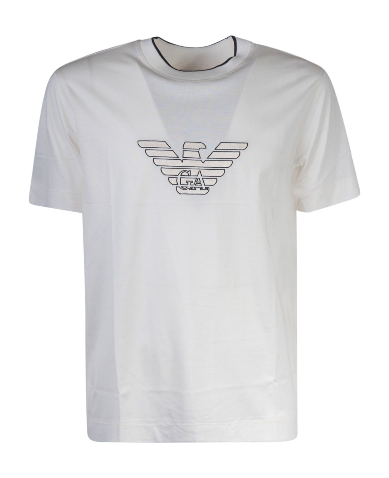 Emporio Armani Logo Print Classic T-shirt - Eagle Vanilla