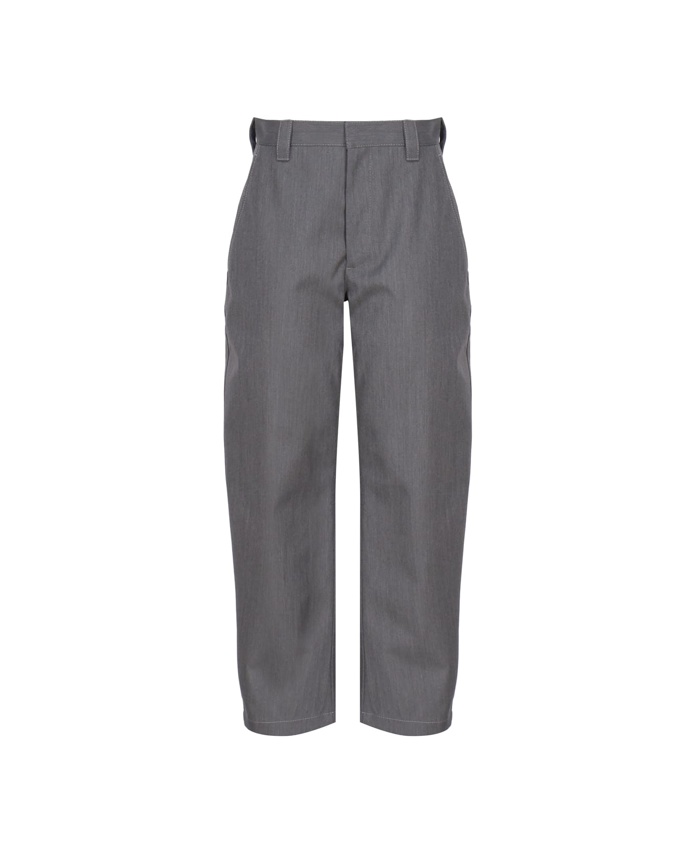 Bottega Veneta Tapered Trousers In Bonded Wool And Cotton - Charcoal/cane sugar