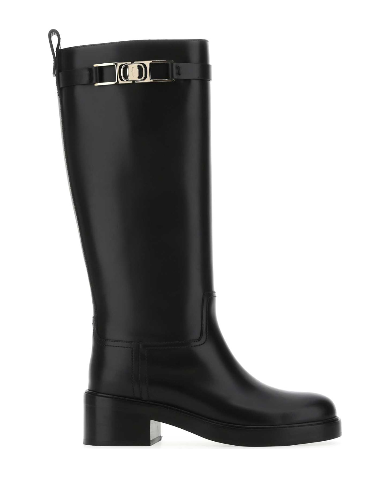 Ferragamo Black Leather Rosalie Boots - NERNERNER