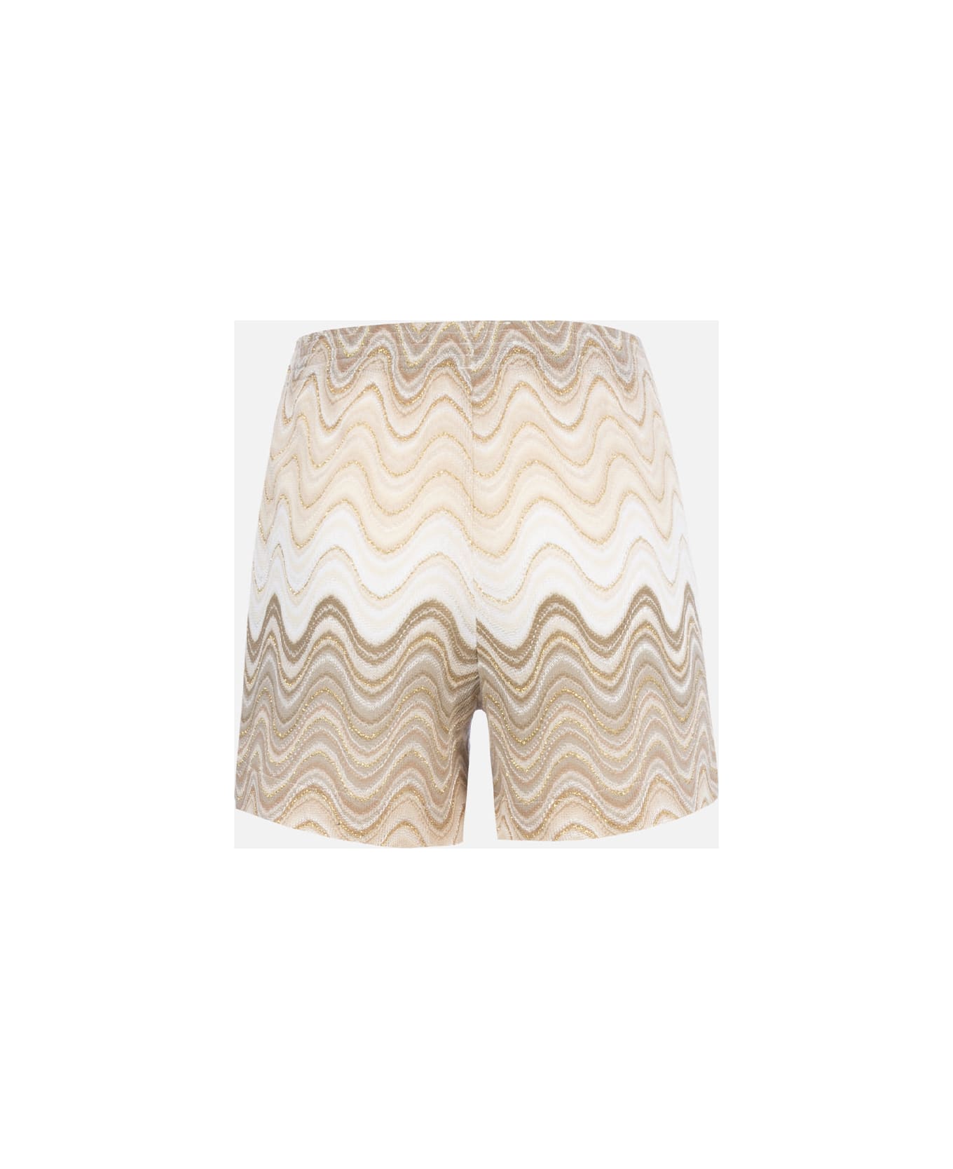 MC2 Saint Barth Woman Rachel Knit Fabric Pull Up Shorts Meave - BEIGE
