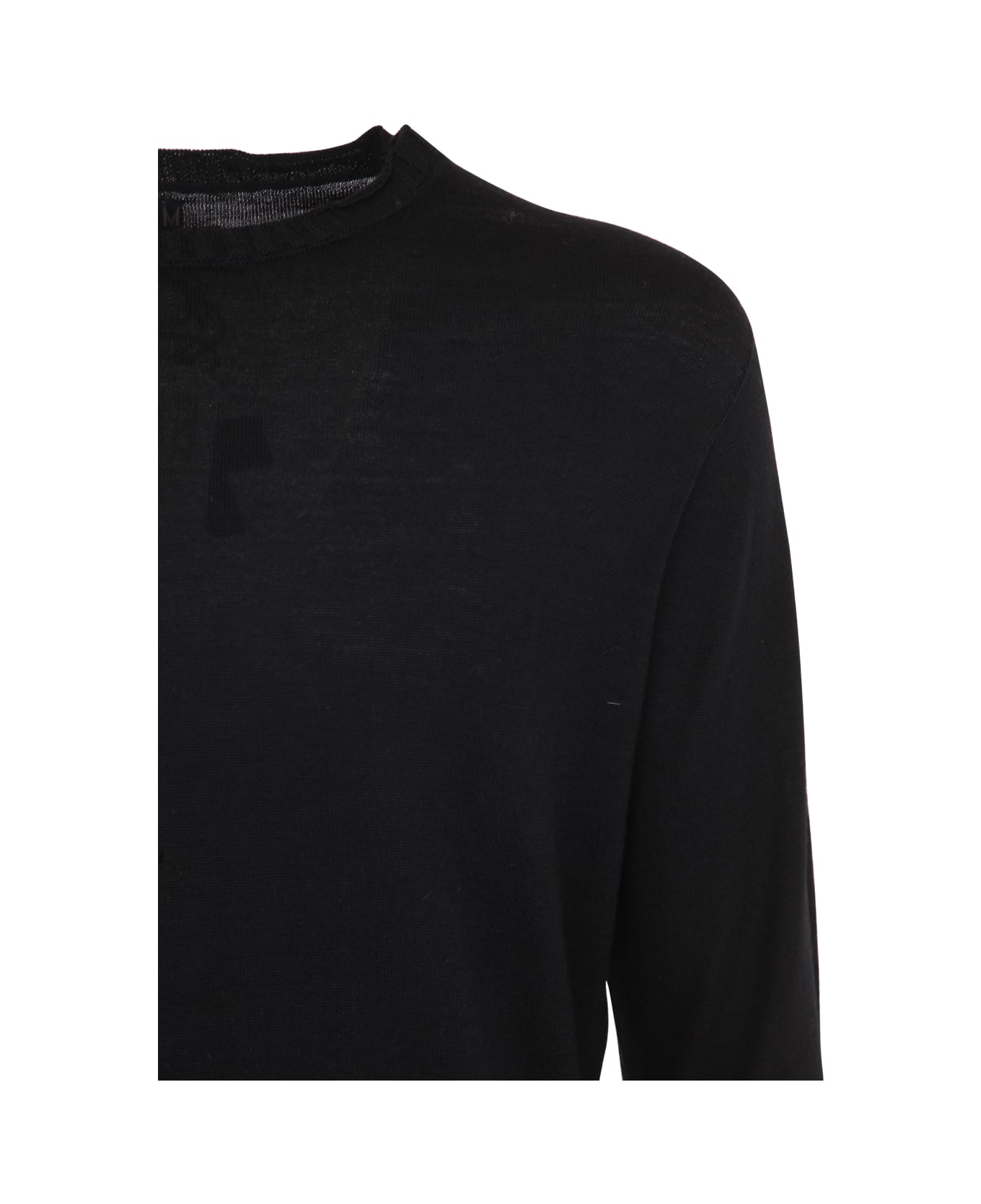 MD75 Wool Basic Crew Neck Sweater - Black Basic