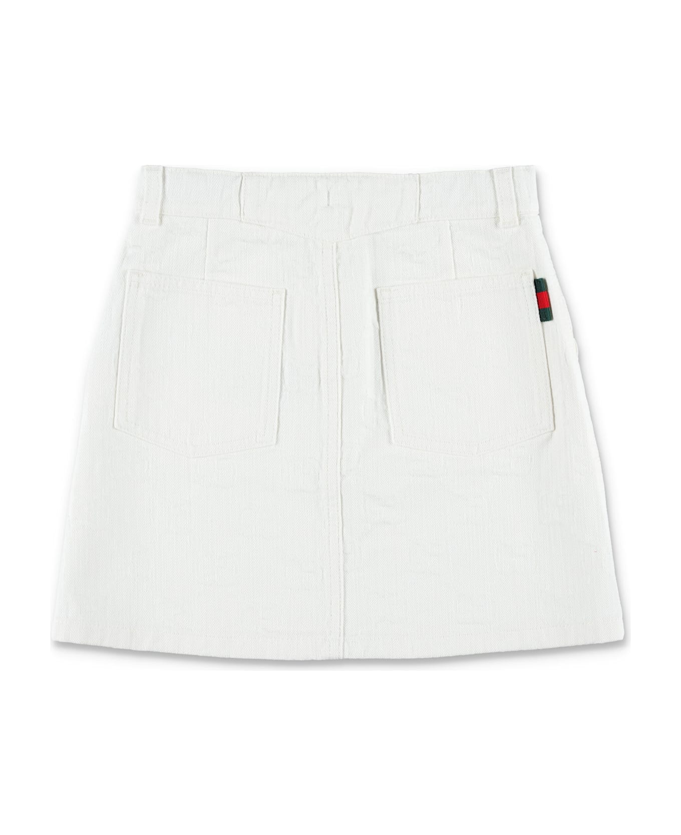 Gucci Kid - Gg Denim Skirt - WHITE