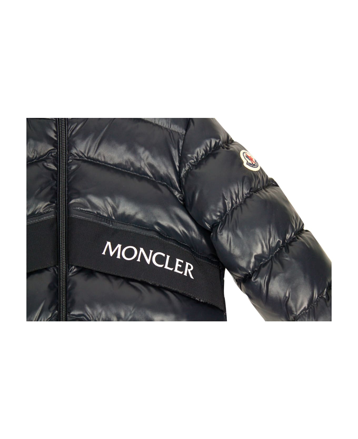 Moncler Complete Ski Suit Consisting Of Dungarees And Real Goose Down Jacket With Hood - Blu