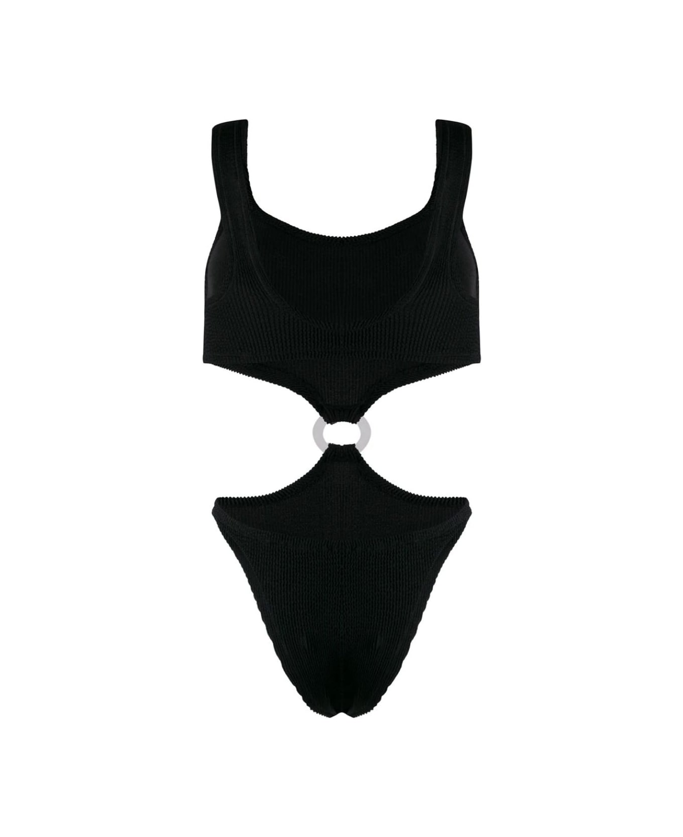Reina Olga Rein Olga Woman's One-piece Swimsuit In Black Fine Ribbed Knit - Non definito