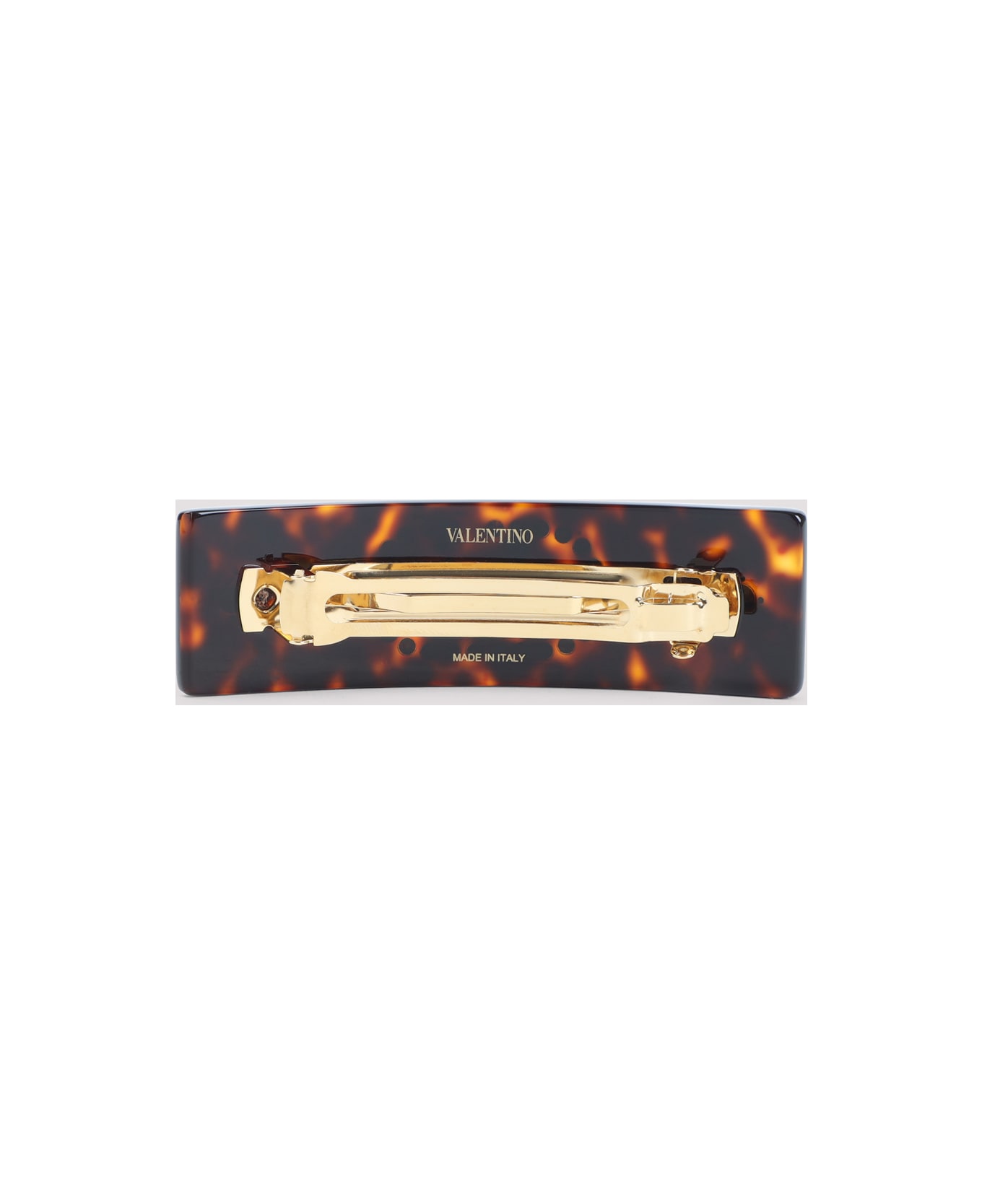 Valentino Garavani Big Hair Clip - Rfz Tartaruga Oro Crystal