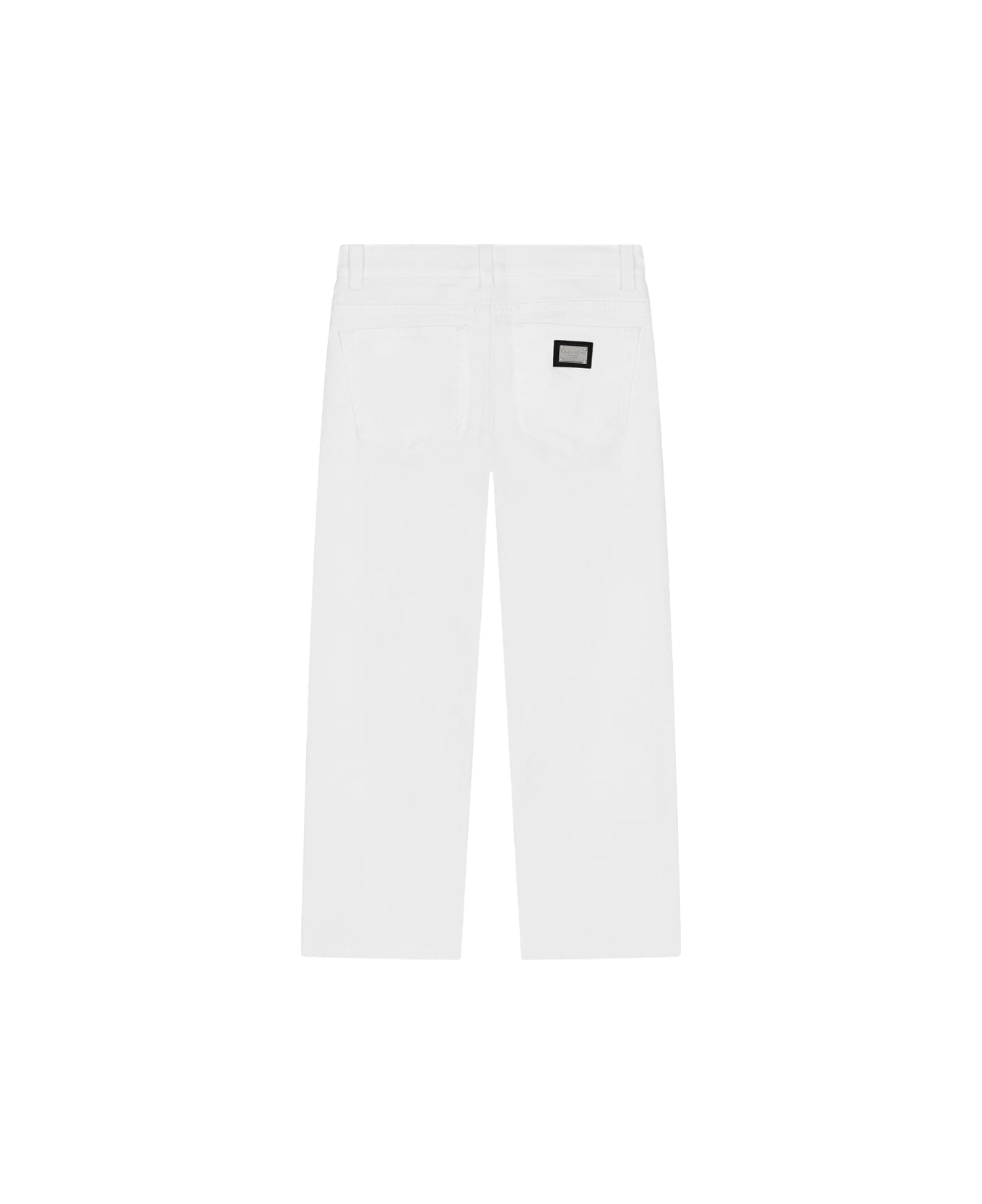 Dolce & Gabbana 5 Pocket White Denim Trousers With Tears - White