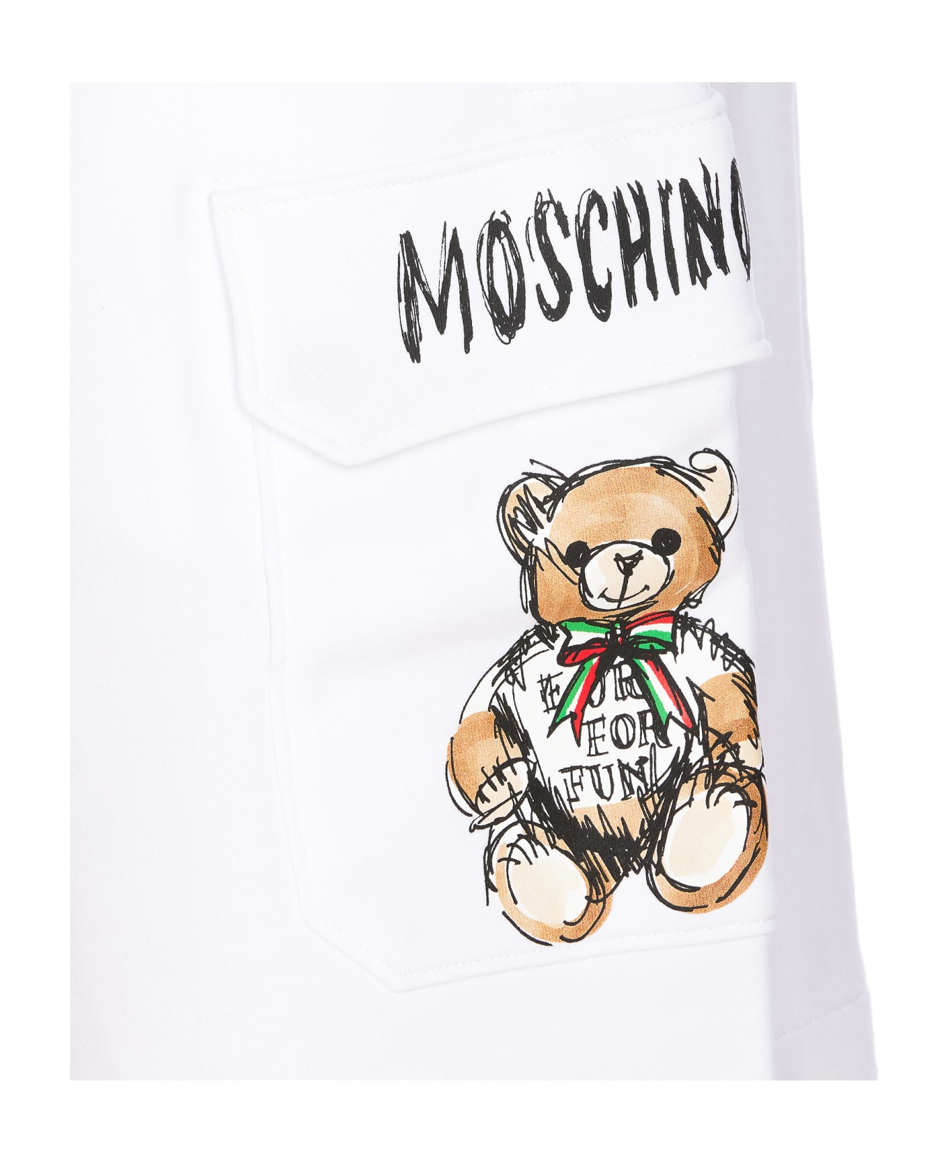 Moschino Drawn Teddy Bear Sweatshorts - White