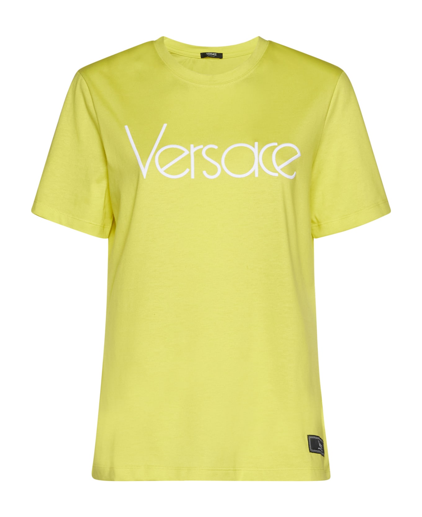 Versace Logo Embroidery T-shirt - Yellow white