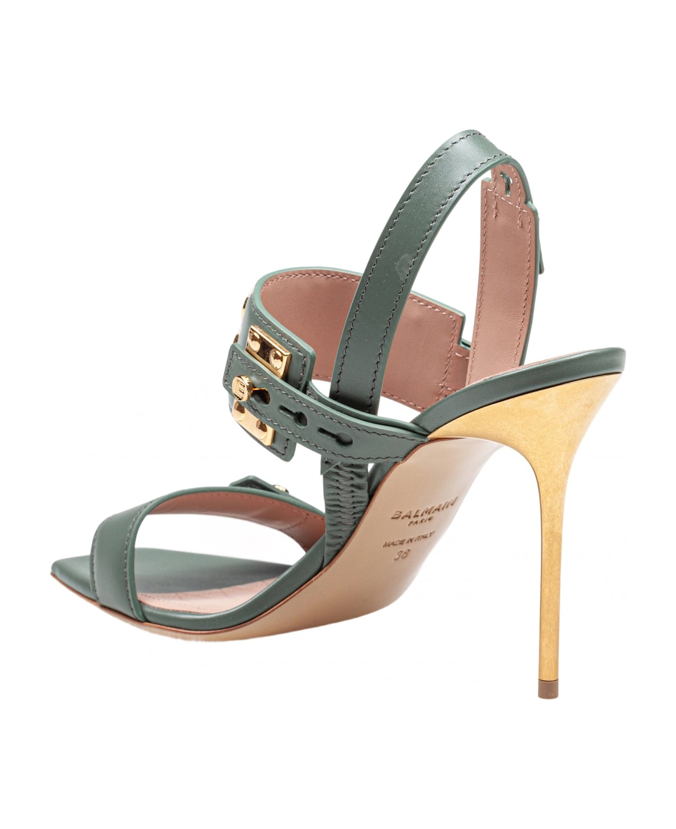Balmain Leather Sandal Color Green - VERT