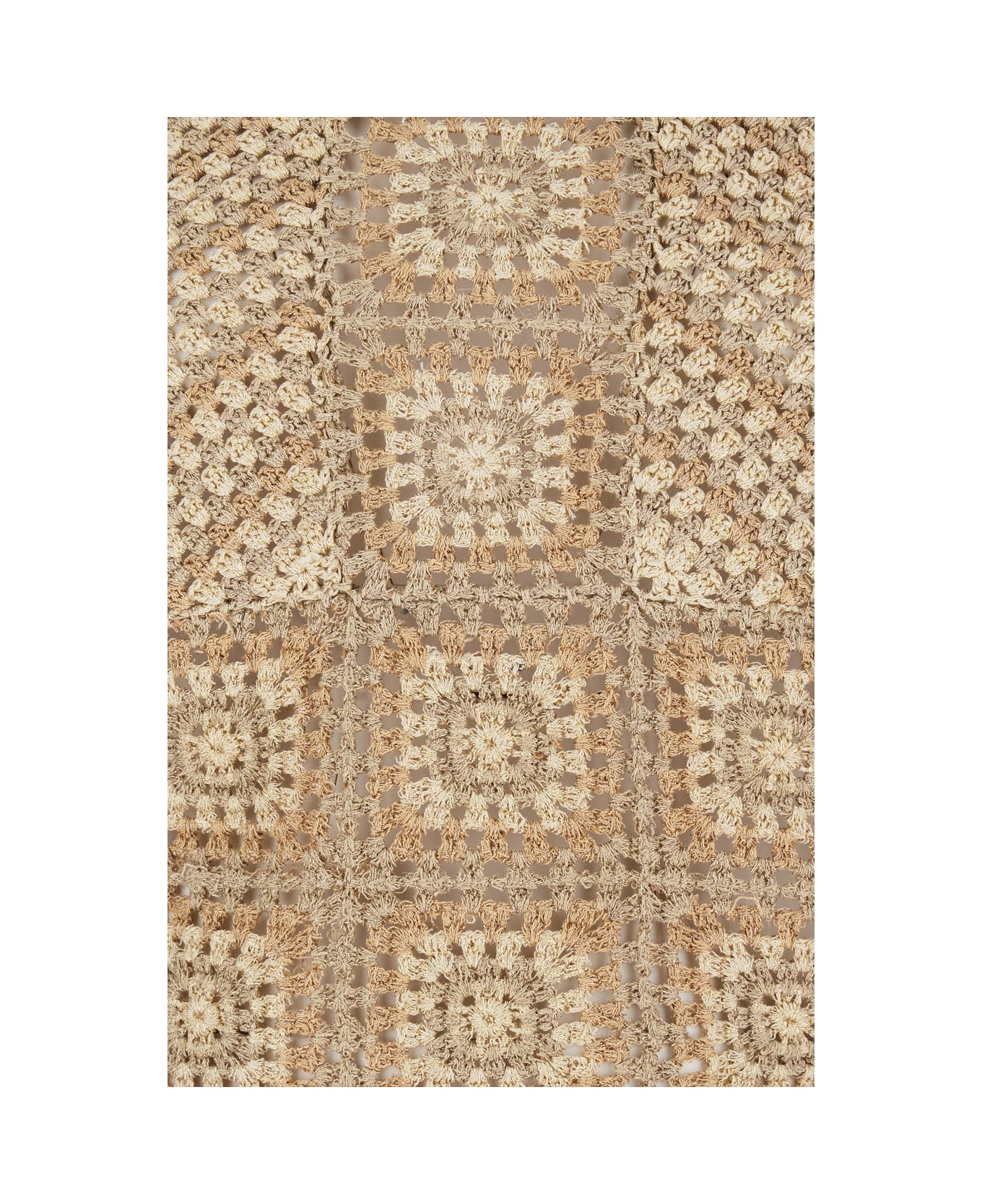 TwinSet Beige Crochet Top In Techno Fabric Woman - Beige トップス