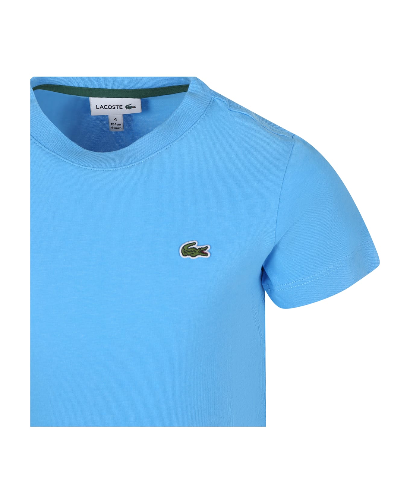Lacoste Light Blue T-shirt For Boy With Crocodile - Light Blue Tシャツ＆ポロシャツ
