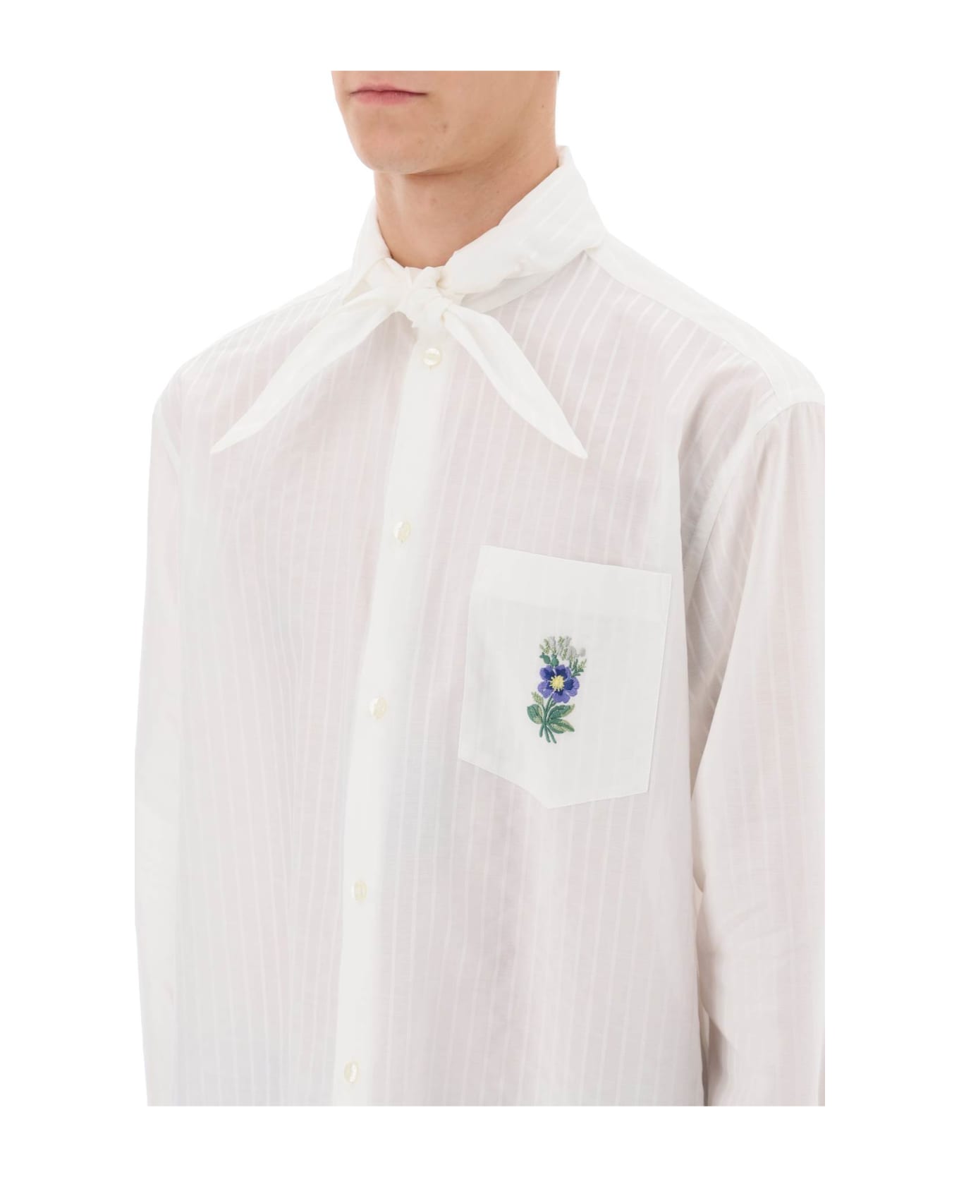 Etro Striped Shirt With Scarf Collar - WHITE (White)