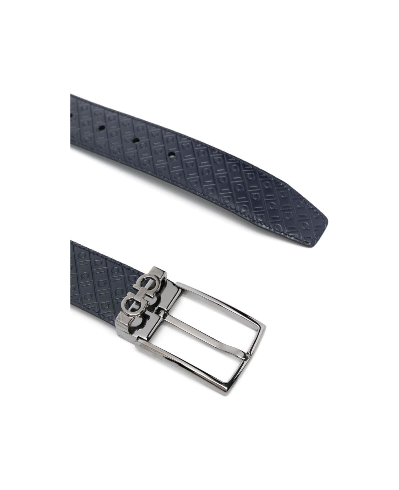Ferragamo Logo Plaque Buckled Belt - BLUE