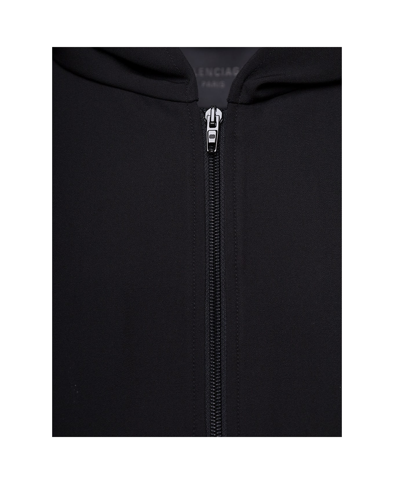 Balenciaga Black Zip-up Hoodie In Wool Man - Black
