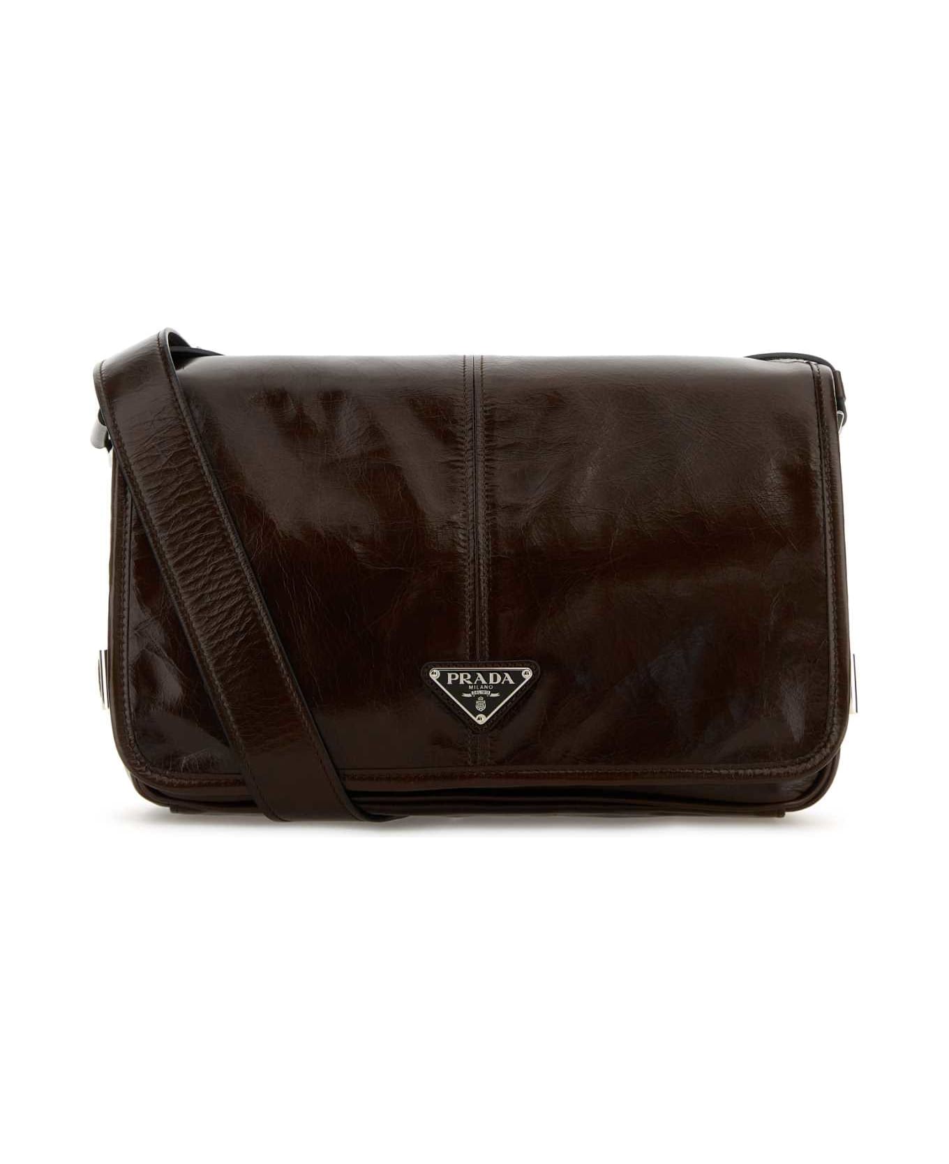 Prada Chocolate Leather Crossbody Bag - MORO N