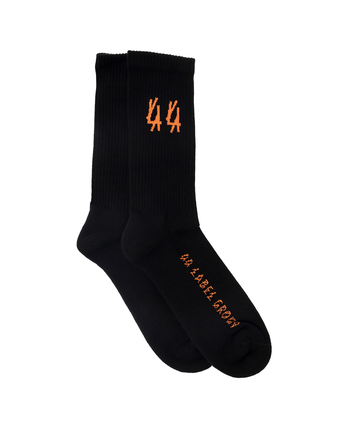 44 Label Group Black Socks With Contrasting Logo Detail In Cotton Blend Man - Black