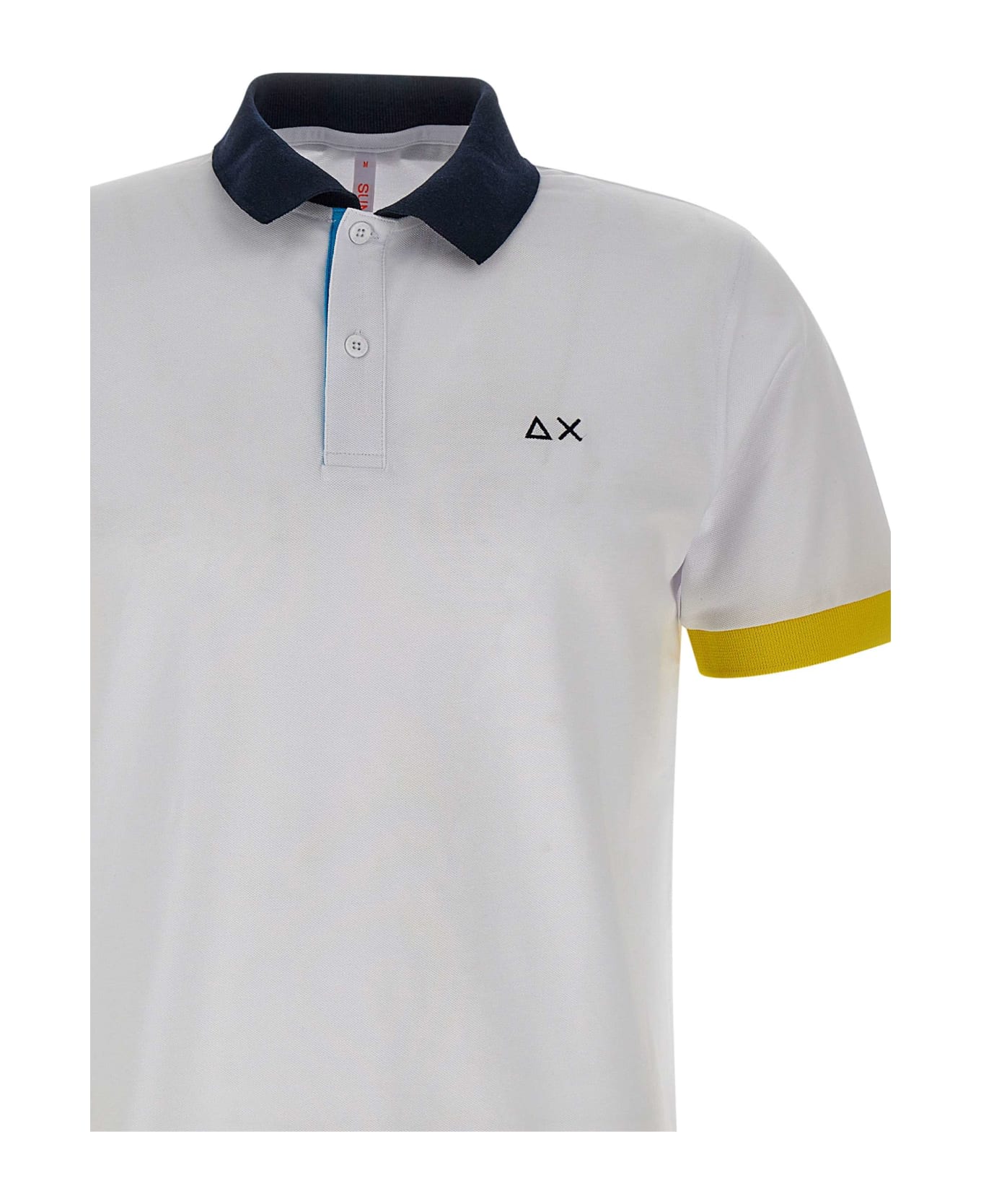 Sun 68 "3 Colours" Cotton Polo Shirt - WHITE