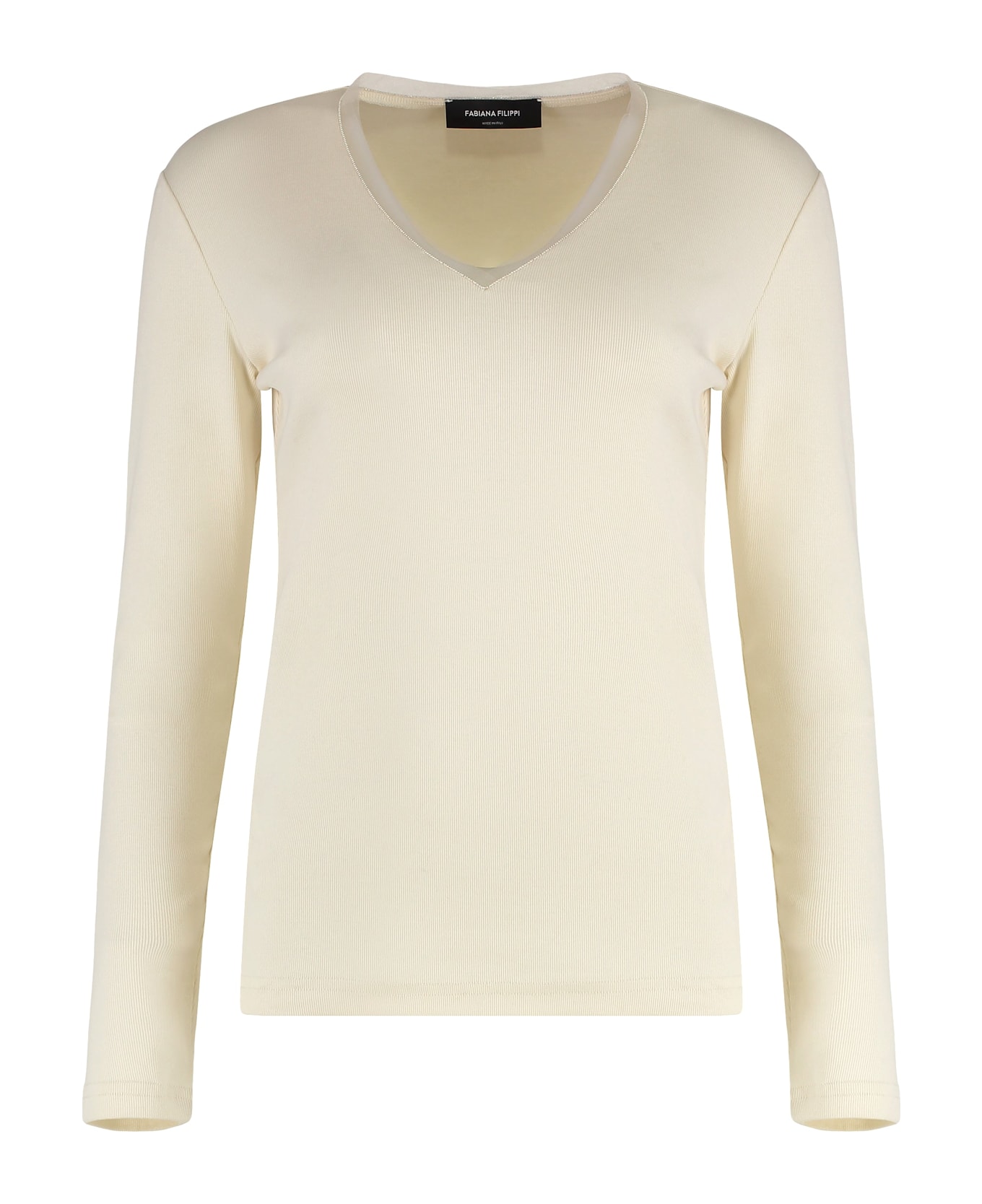 Fabiana Filippi T-shirt Long Sleeve Cotton T-shirt - panna