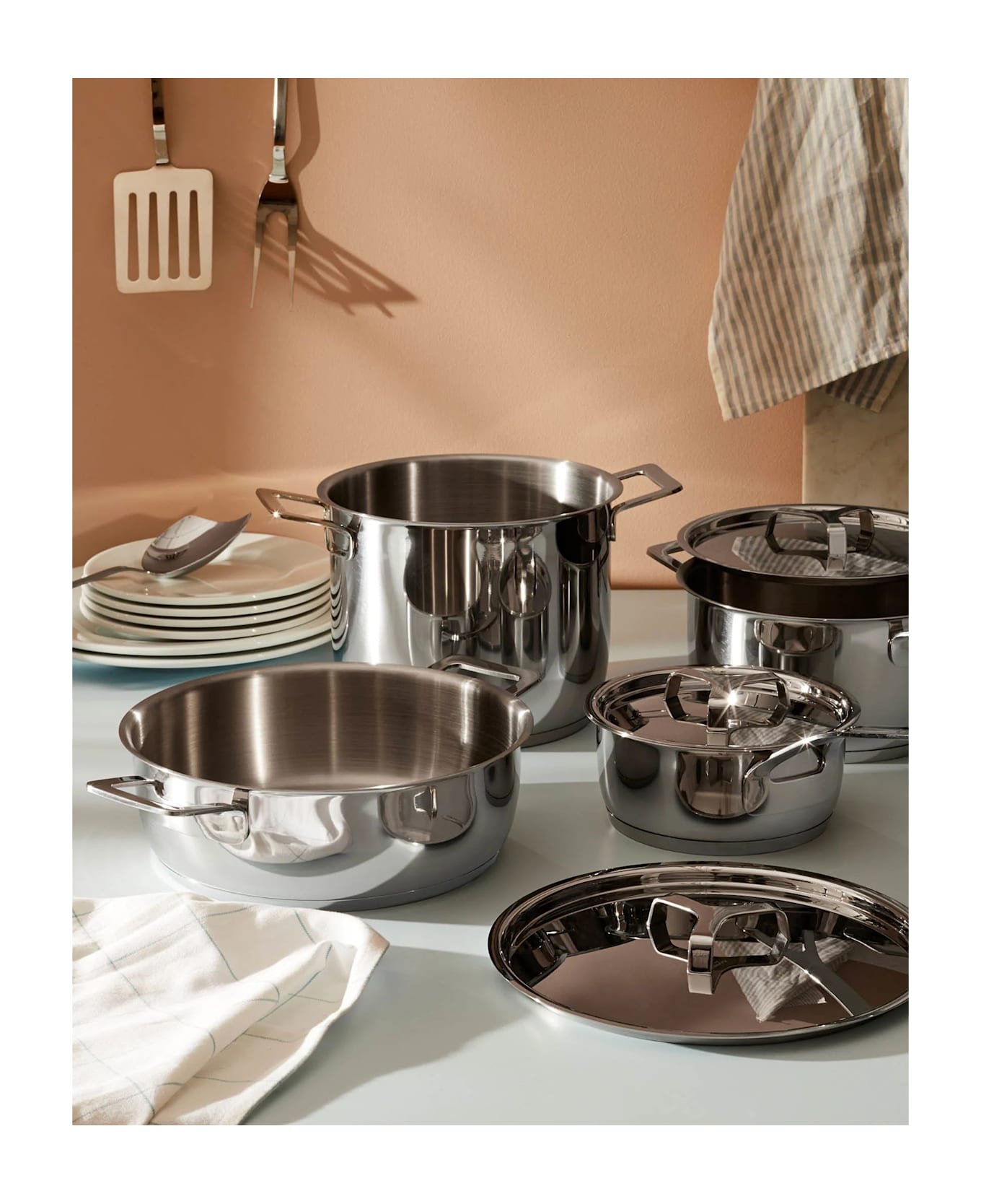 Alessi Pots&pans Set 9 Pezzi Alessi - Acciaio テーブルウェア