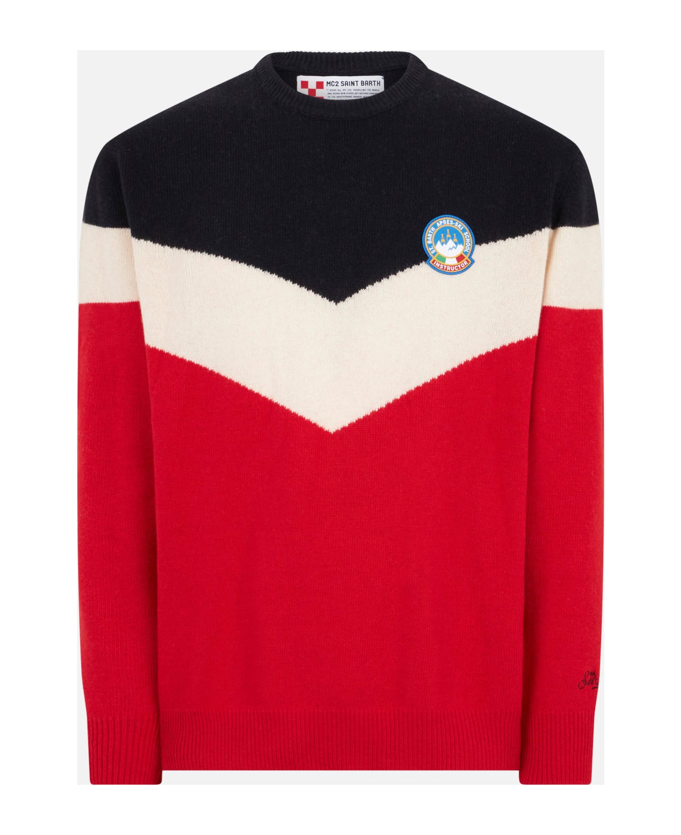 MC2 Saint Barth Blended Cashmere Man Red And Blue Sweater - BLUE