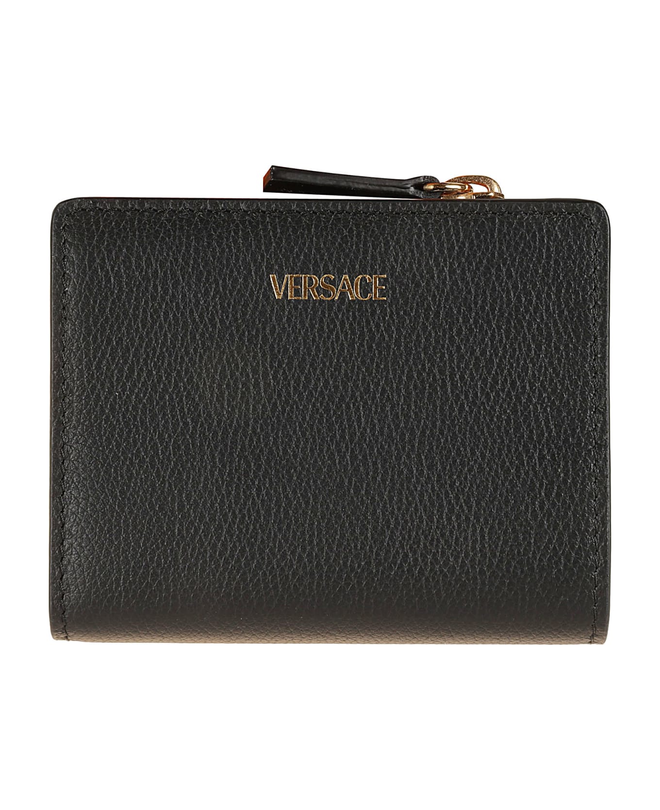 Versace Top Zip Buttoned Wallet - Black