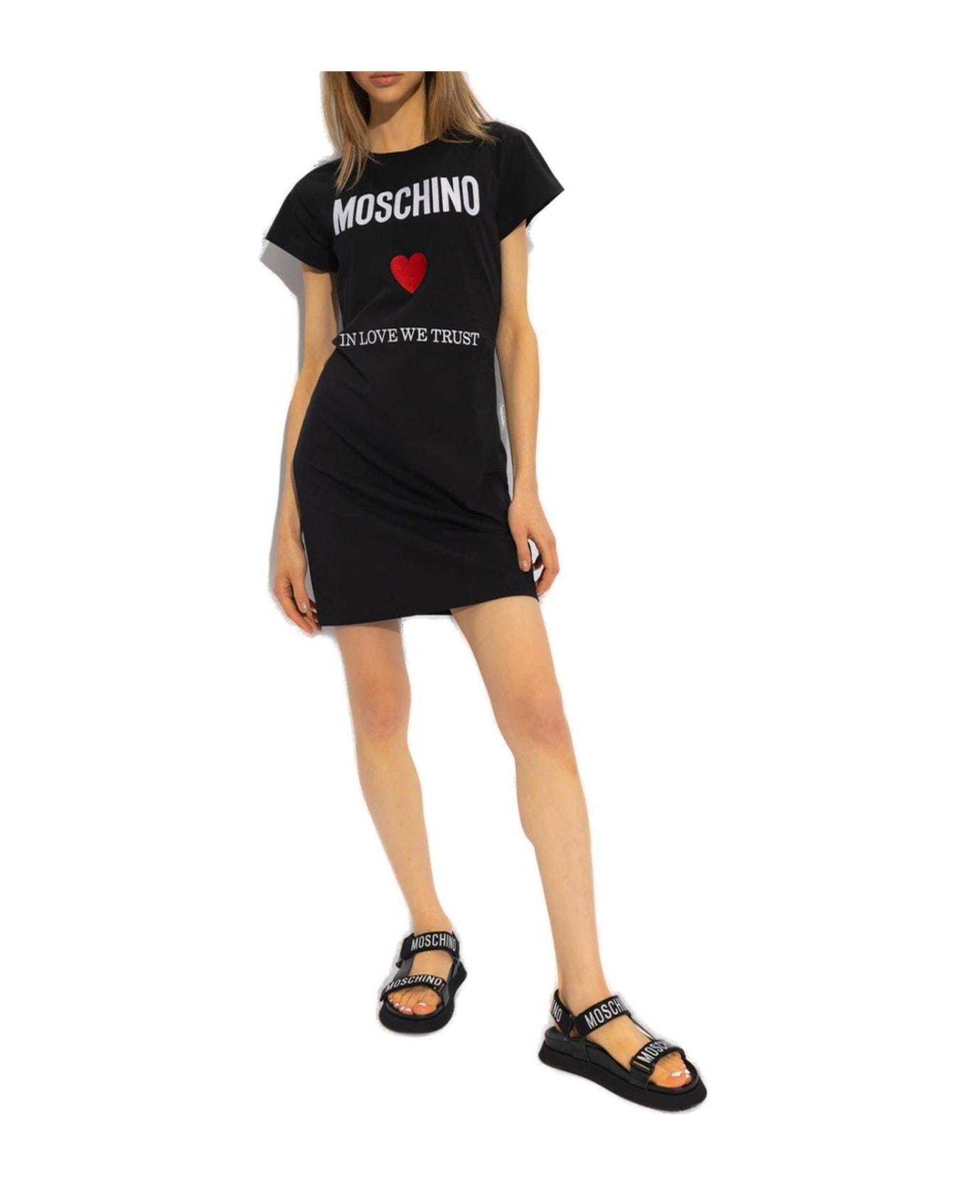 Moschino Logo Embroidered Crewneck Mini Dress ワンピース＆ドレス