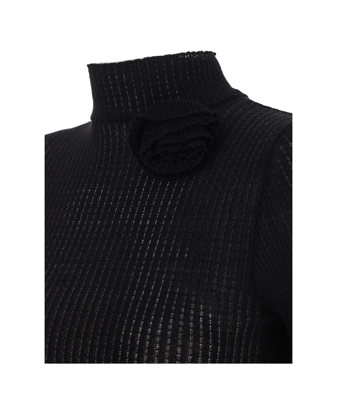 Blumarine Embossed Rose High-neck Sweater - Black ニットウェア