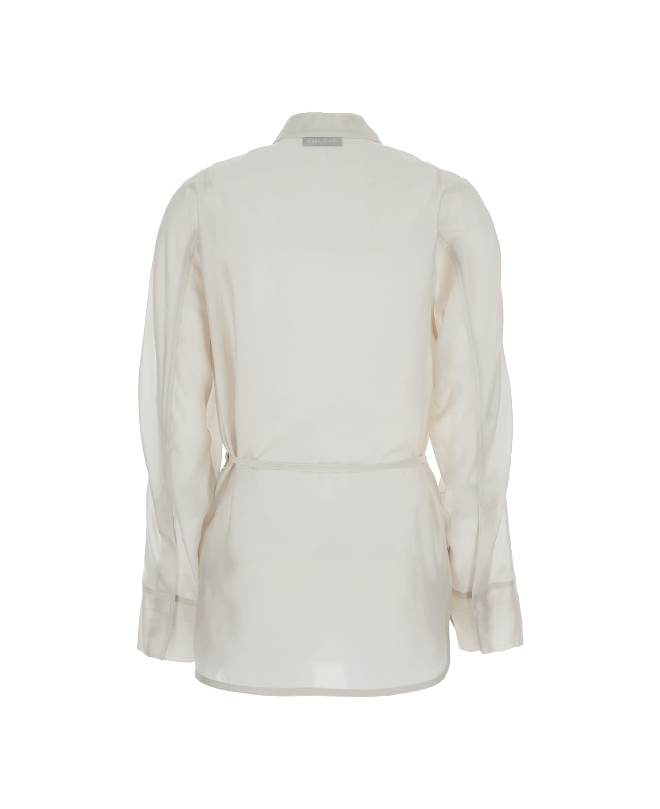 Low Classic White Shirt With Classic Collar And Rear Strap In Tech Fabric Woman - White