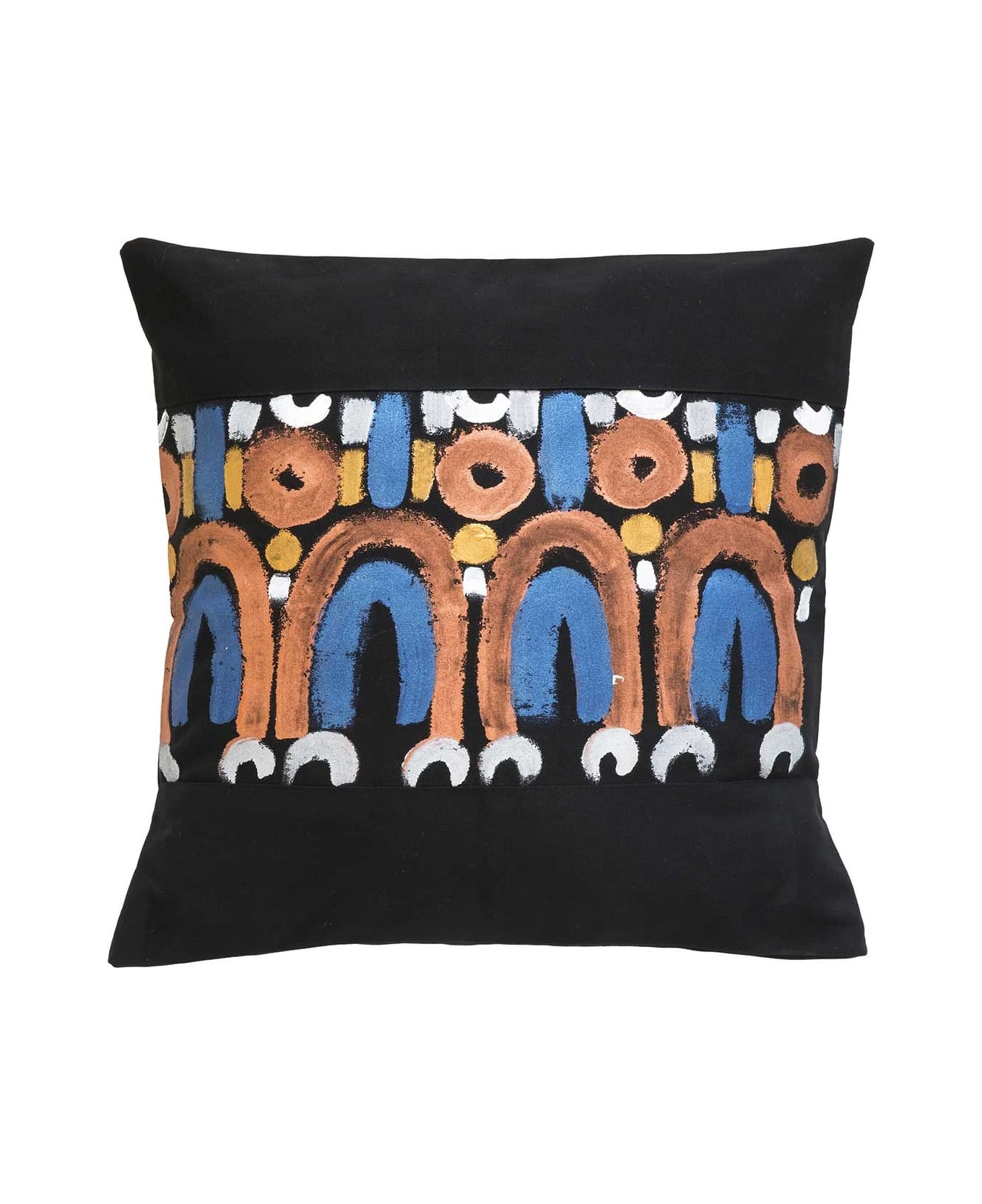 Le Botteghe su Gologone Cotton Hand Painted Indoor Cushion 60x60 cm - Black Fantasy