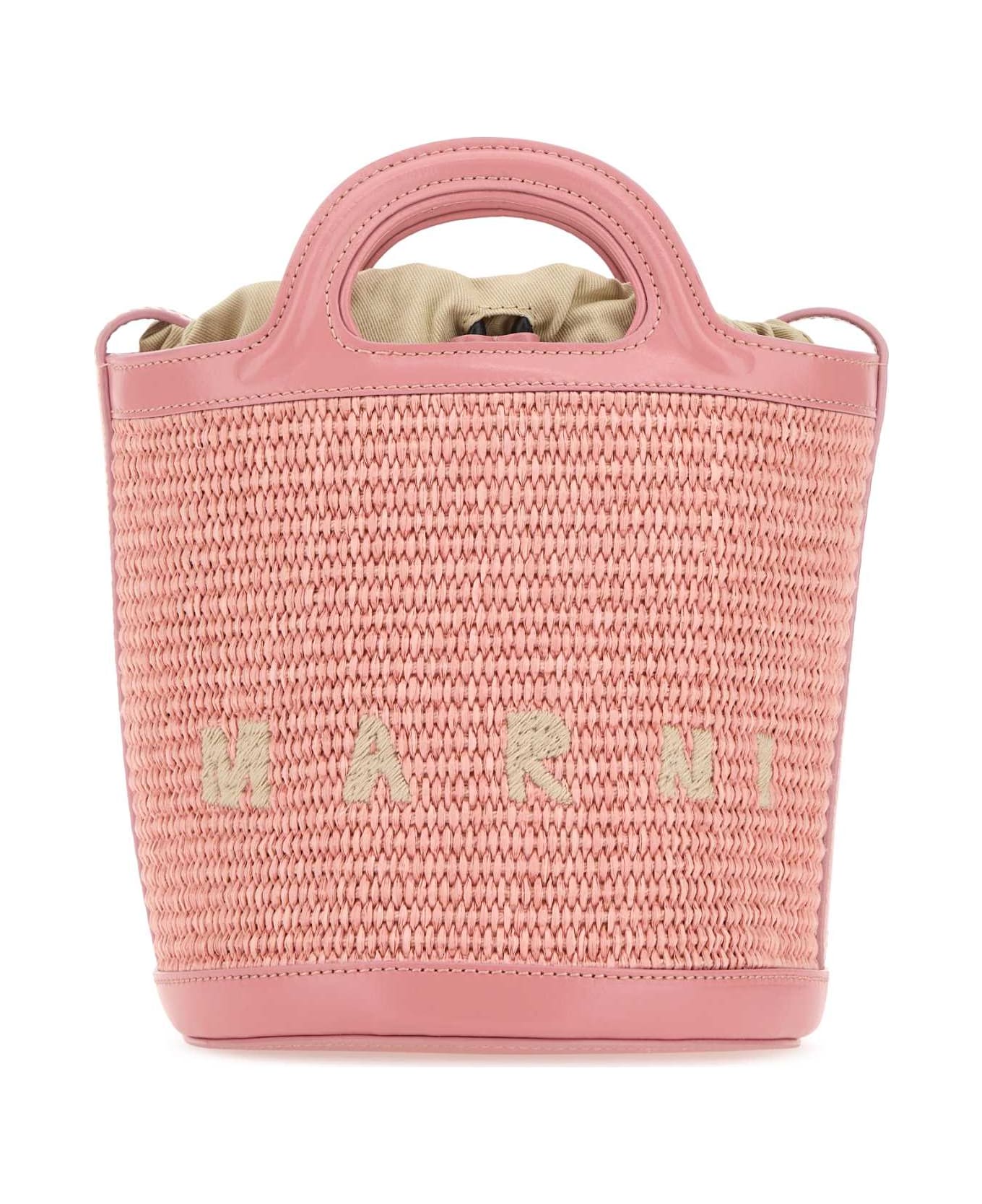 Marni Pink Leather And Raffia Tropicalia Bucket Bag - LIGHTPINKLIGHTPINK トートバッグ