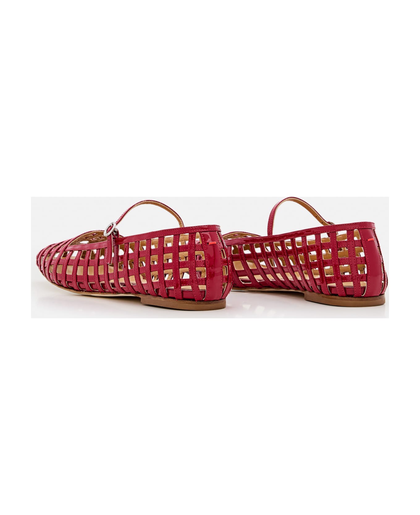 aeyde Uma Caged Patent Leather Ballet Flats - Red