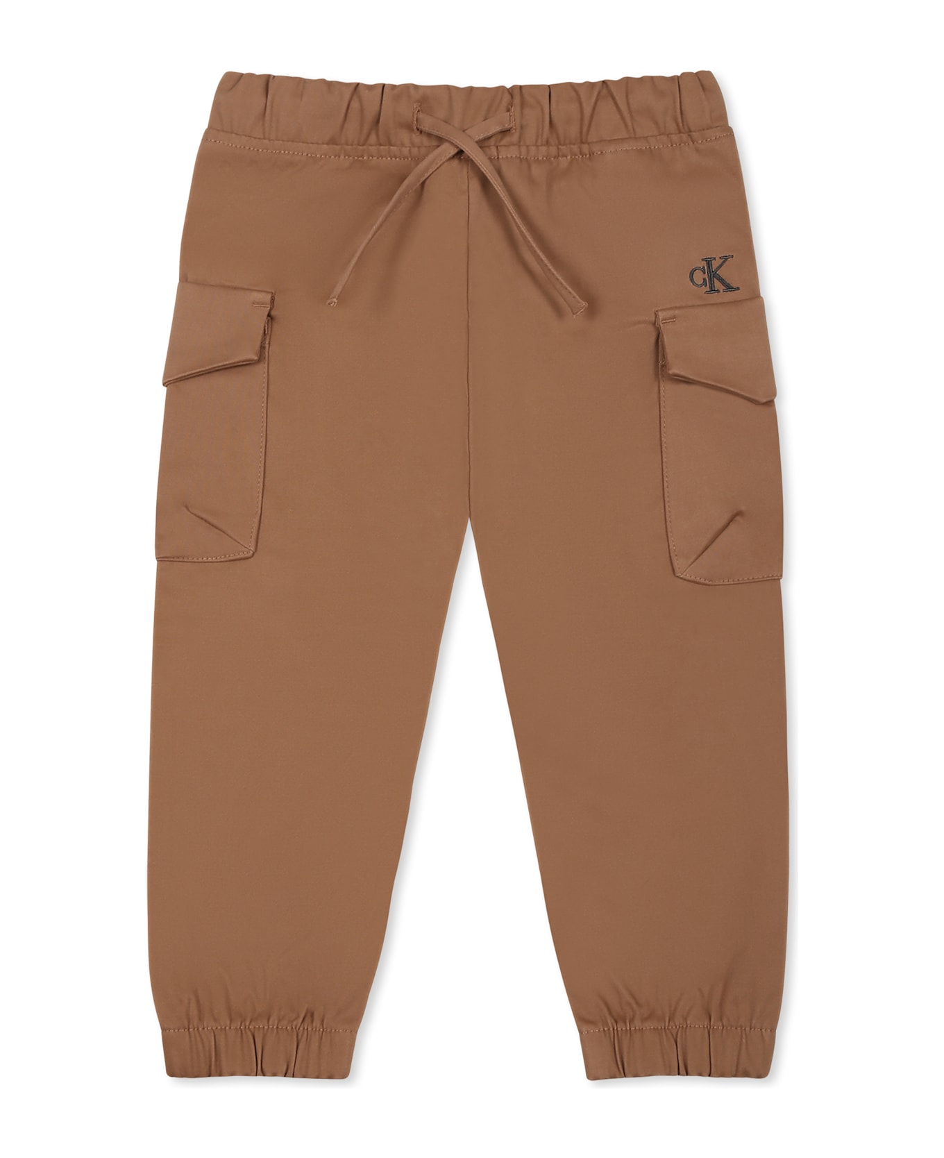 Calvin Klein Brown Trousers For Baby Boy With Logo - Brown