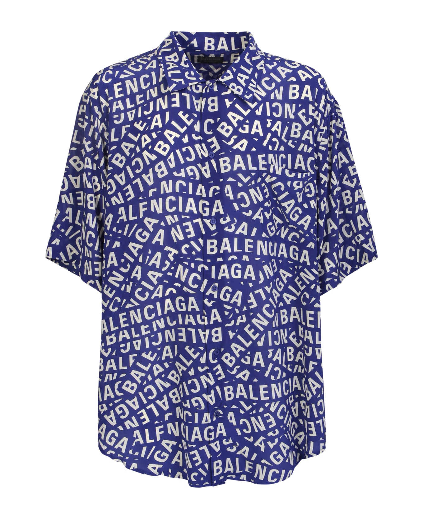 Balenciaga All-over Logo Shirt - Blue