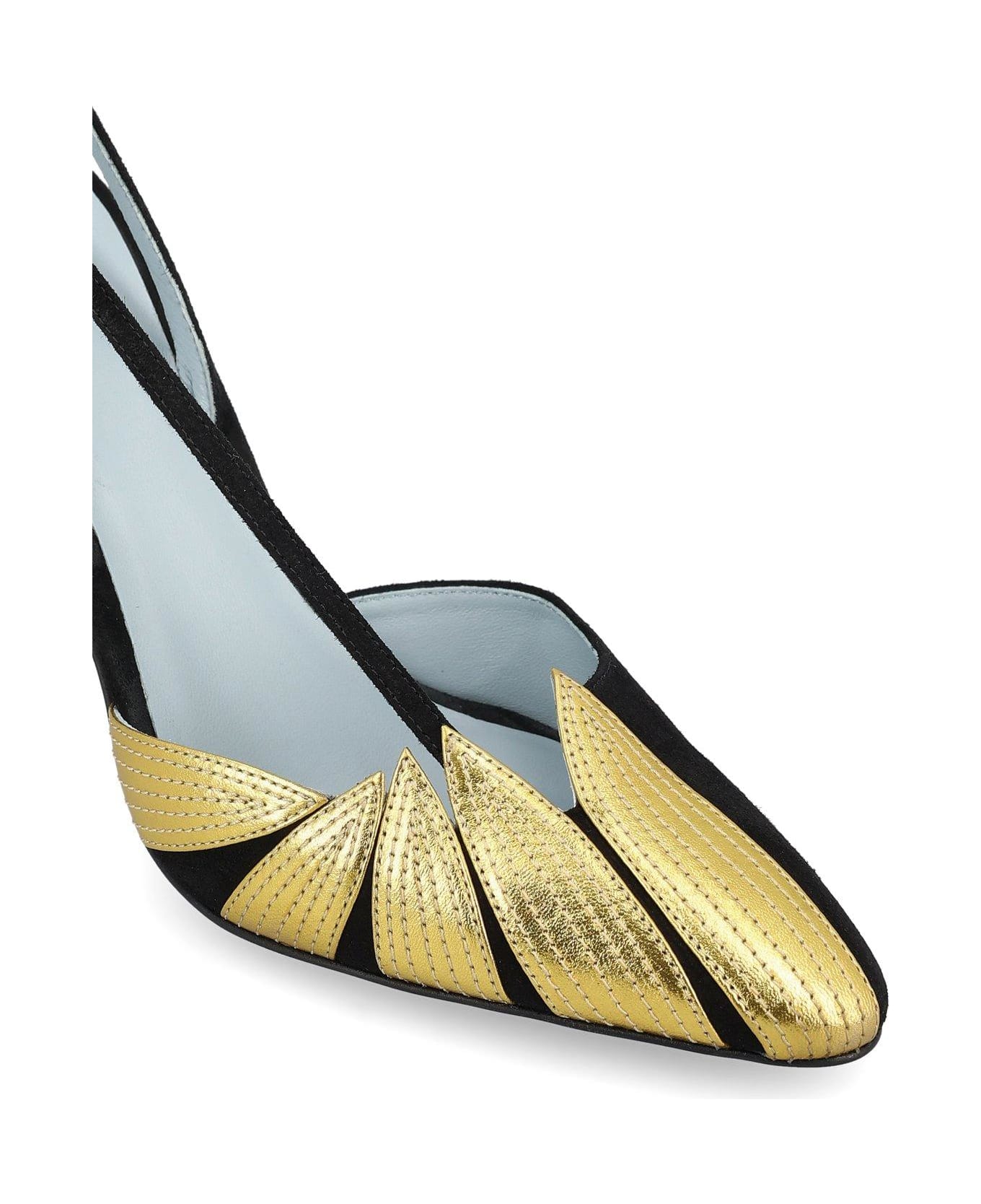 Valentino Garavani Foliefoliage Color-block Pumps - NERO/OLD	GOLD