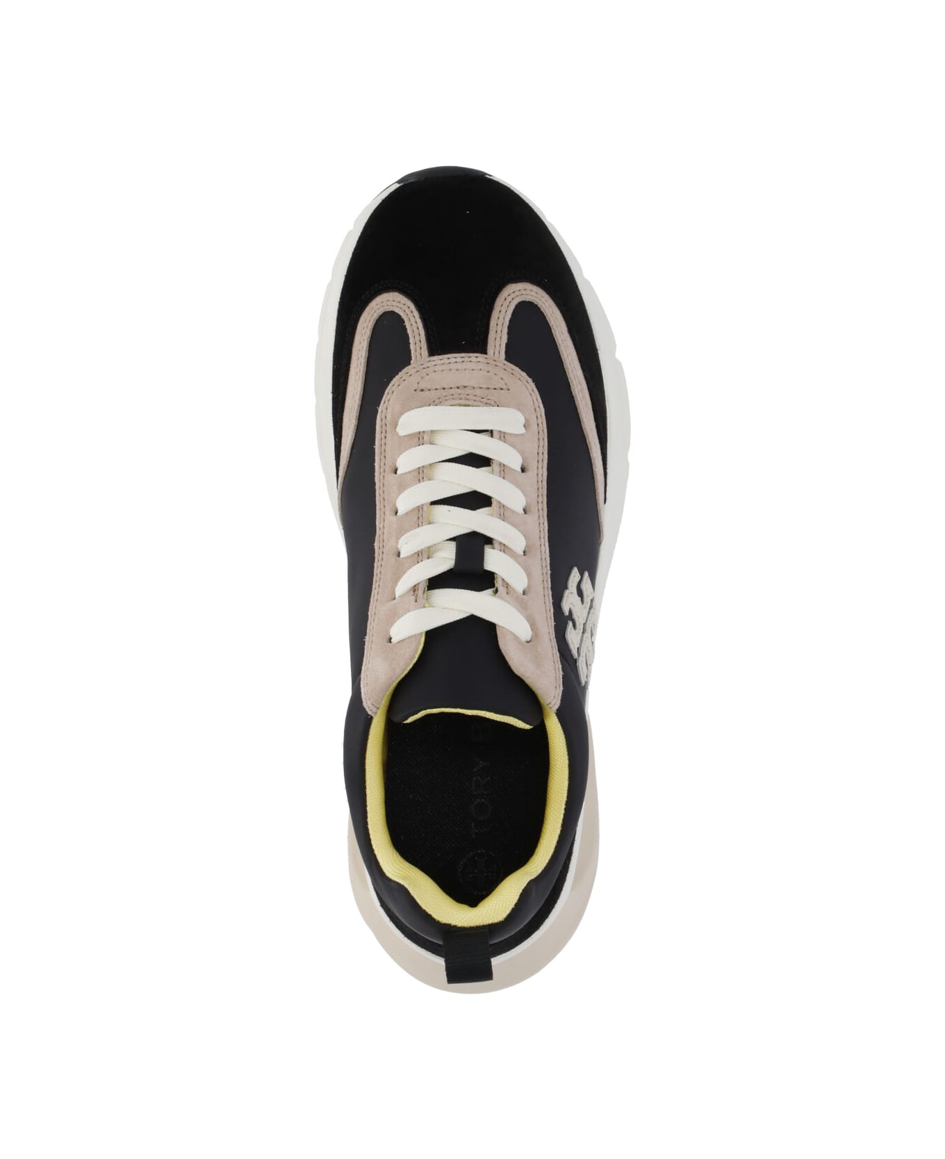 Tory Burch Good Luck Leather Sneakers - Black / Cream / Black