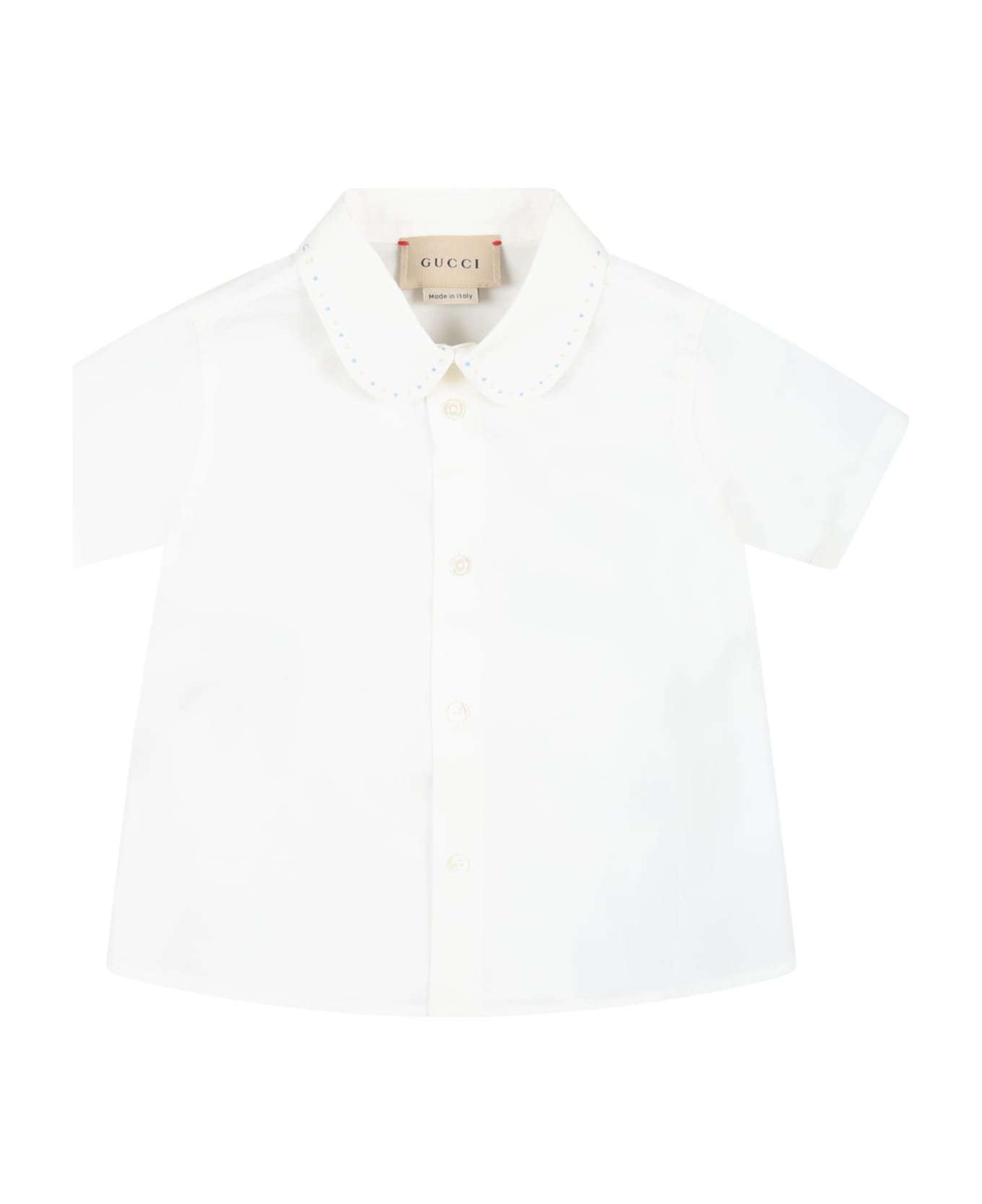 Gucci White Shirt For Baby Boy With Polka Dots - Ivory シャツ