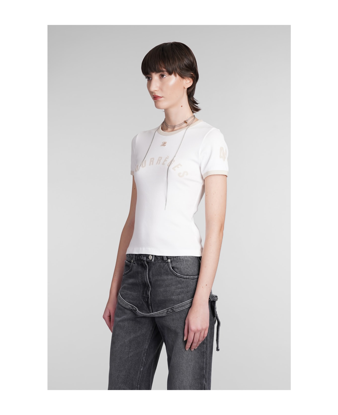 Courrèges T-shirt In White Cotton - WHITE/NEUTRALS