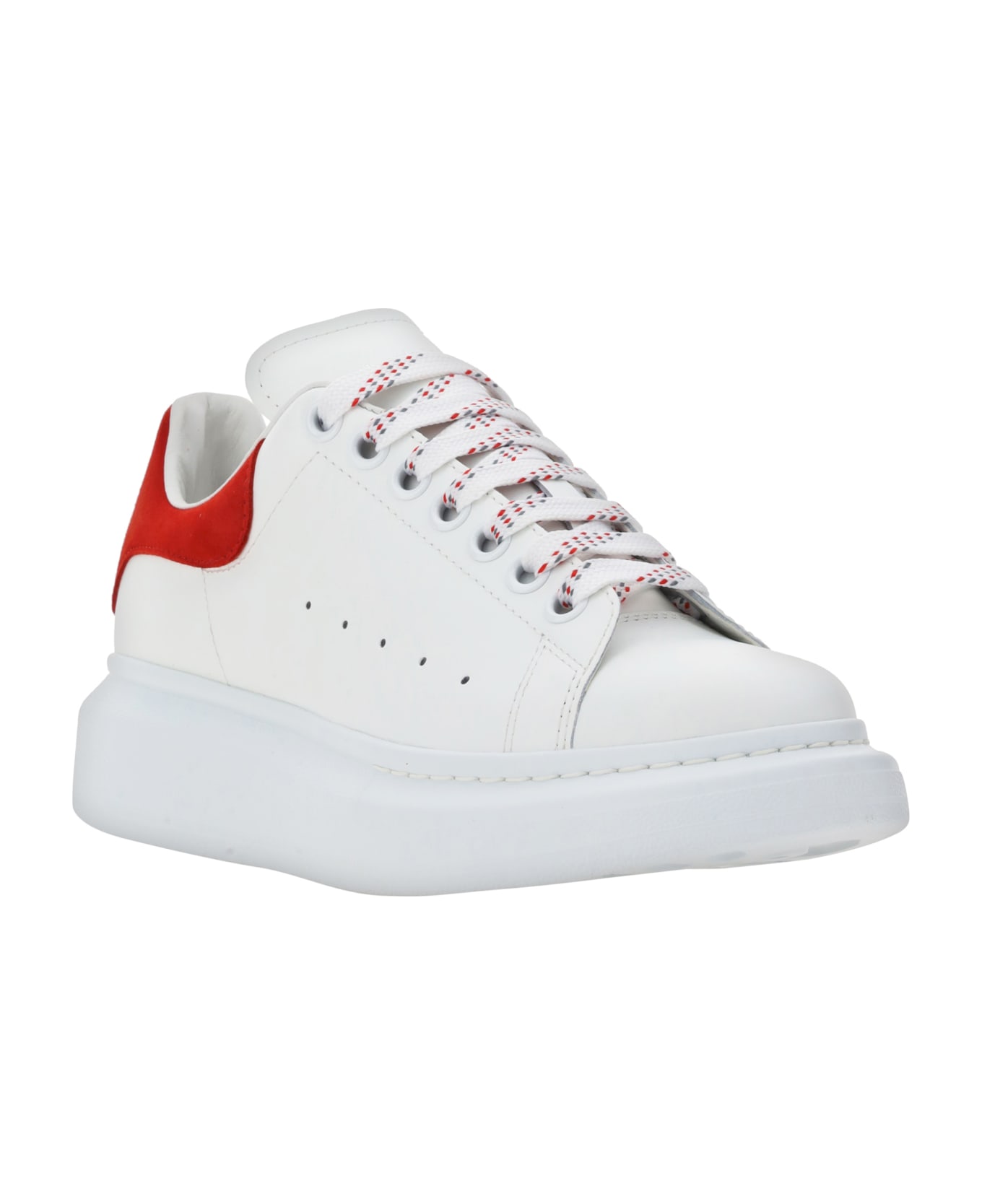 Alexander McQueen Oversized Sneakers In Leather With Contrasting Heel Tab - White Lust Red